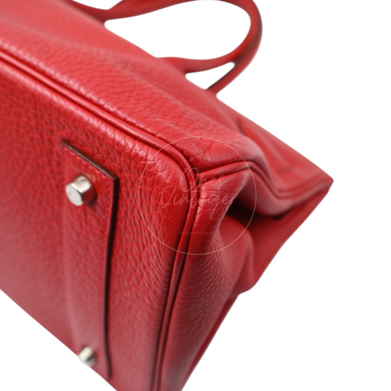 [Pre-owned] Hermes Shoulder Birkin Red PHW Stamp Square I