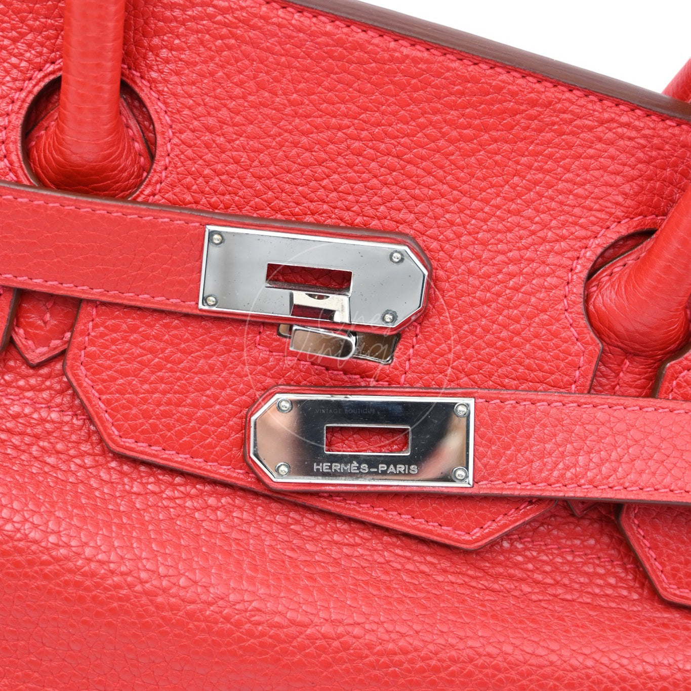 [Pre-owned] Hermes Shoulder Birkin Red PHW Stamp Square I