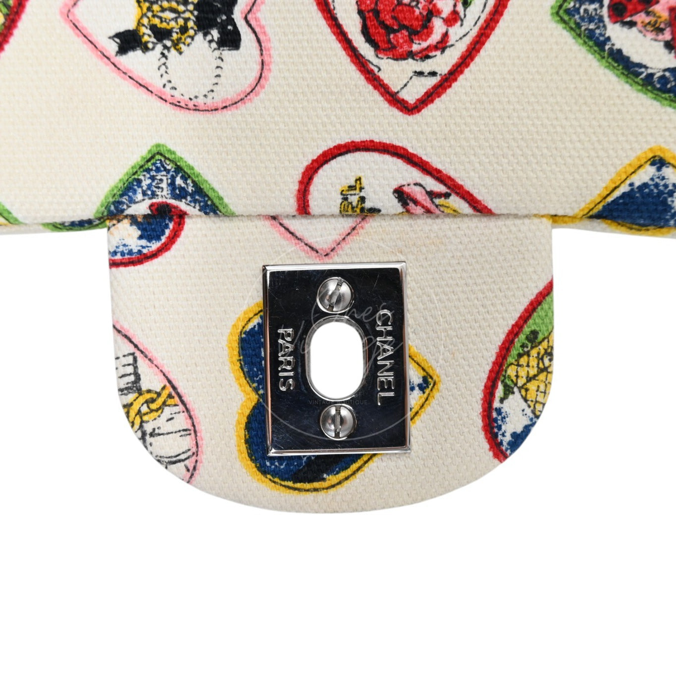 Chanel Valentine Canvas Flap Bag Multicolour Heart Print