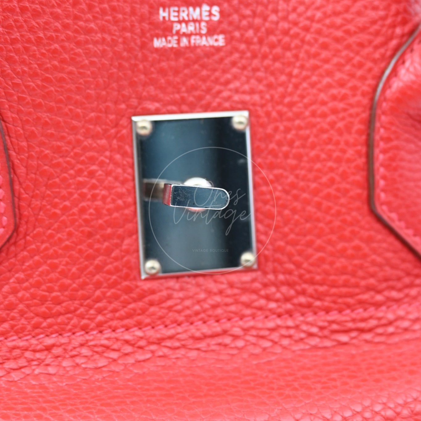 [Pre-owned] Hermes Shoulder Birkin Red PHW Stamp Square I