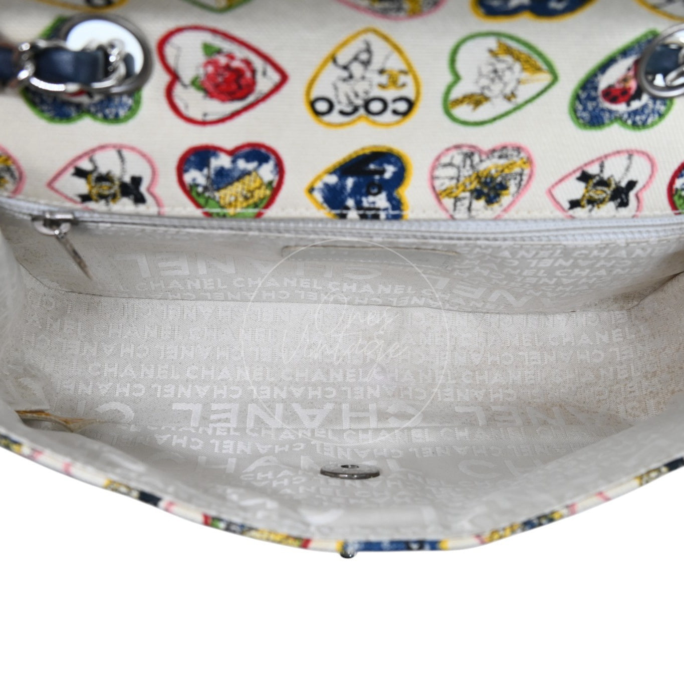 Chanel Valentine Canvas Flap Bag Multicolour Heart Print