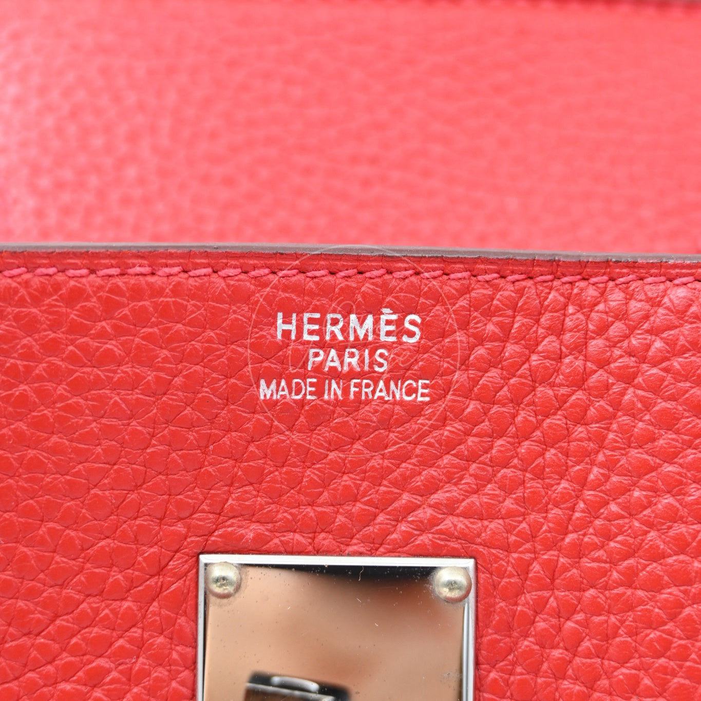[Pre-owned] Hermes Shoulder Birkin Red PHW Stamp Square I