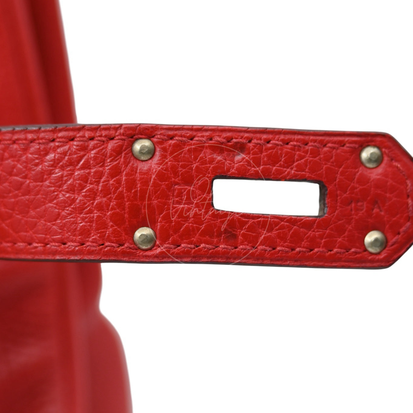 [Pre-owned] Hermes Shoulder Birkin Red PHW Stamp Square I