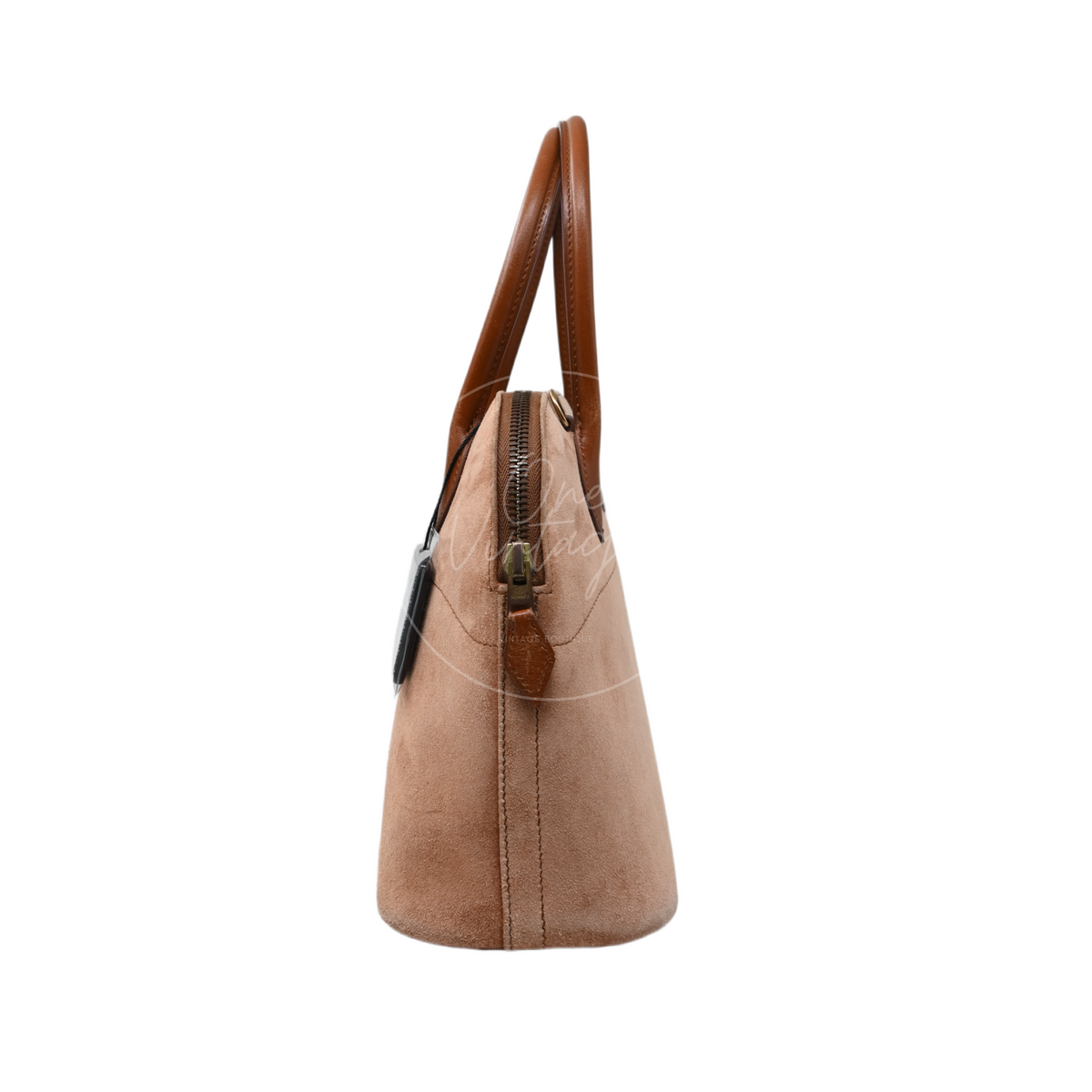 Hermès Bolide 27 in brown suede and leather with gold-tone hardware, Stamp J, right side profile