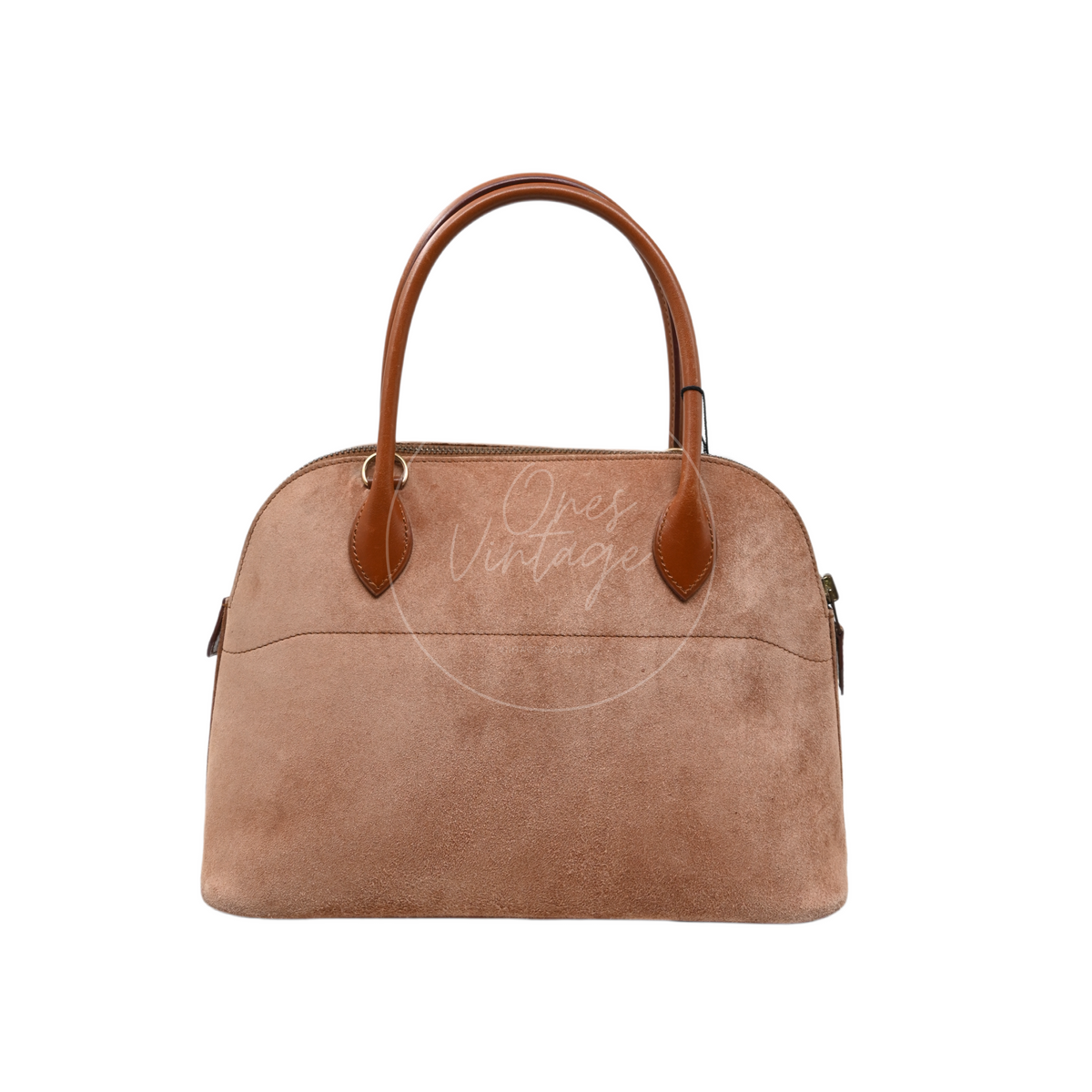 Hermès Bolide 27 in brown suede and leather with gold-tone hardware, Stamp J, rear view
