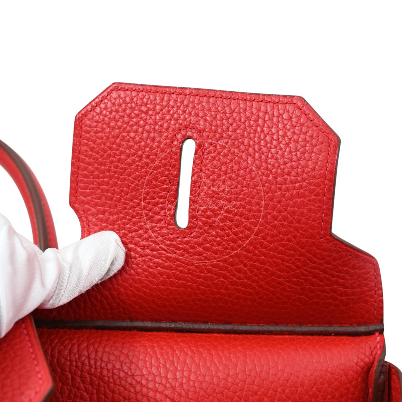 [Pre-owned] Hermes Shoulder Birkin Red PHW Stamp Square I