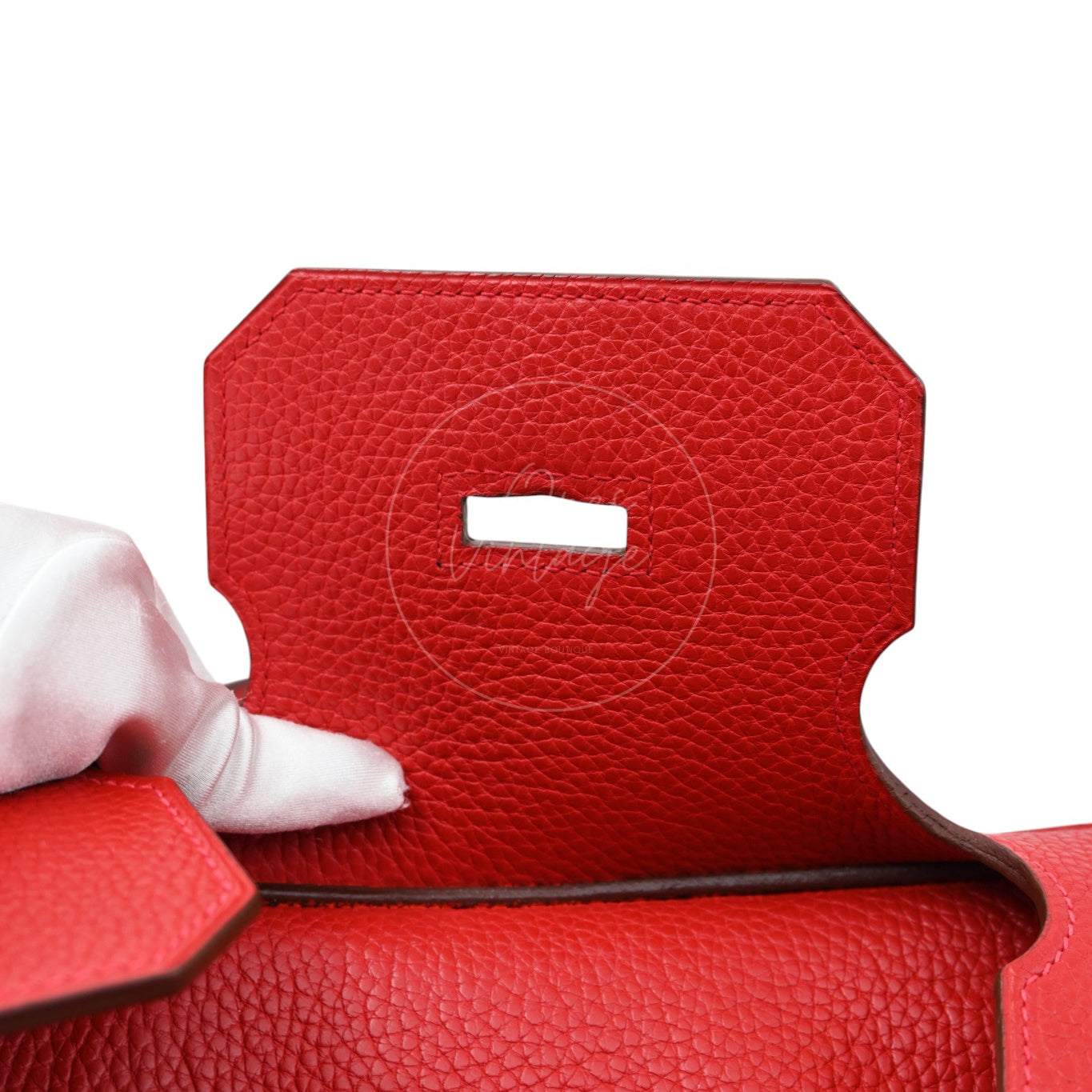 [Pre-owned] Hermes Shoulder Birkin Red PHW Stamp Square I