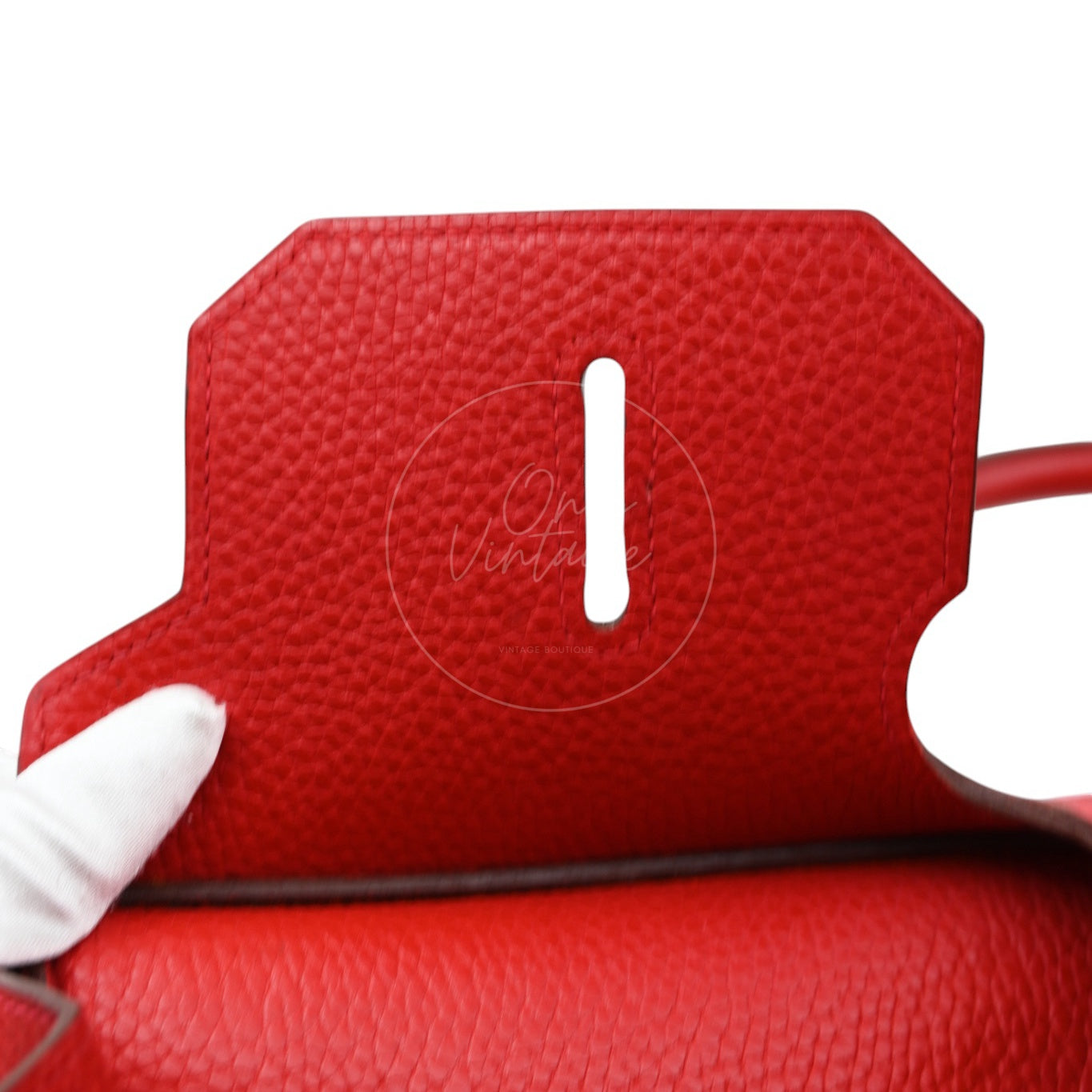 [Pre-owned] Hermes Shoulder Birkin Red PHW Stamp Square I