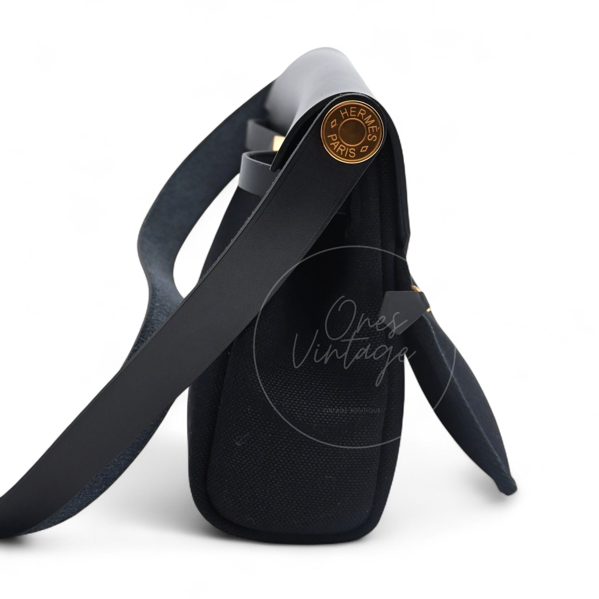 [Unused] Hermes Herbag Zip 20 Mini Black Canvas Swift GHW Stamp W