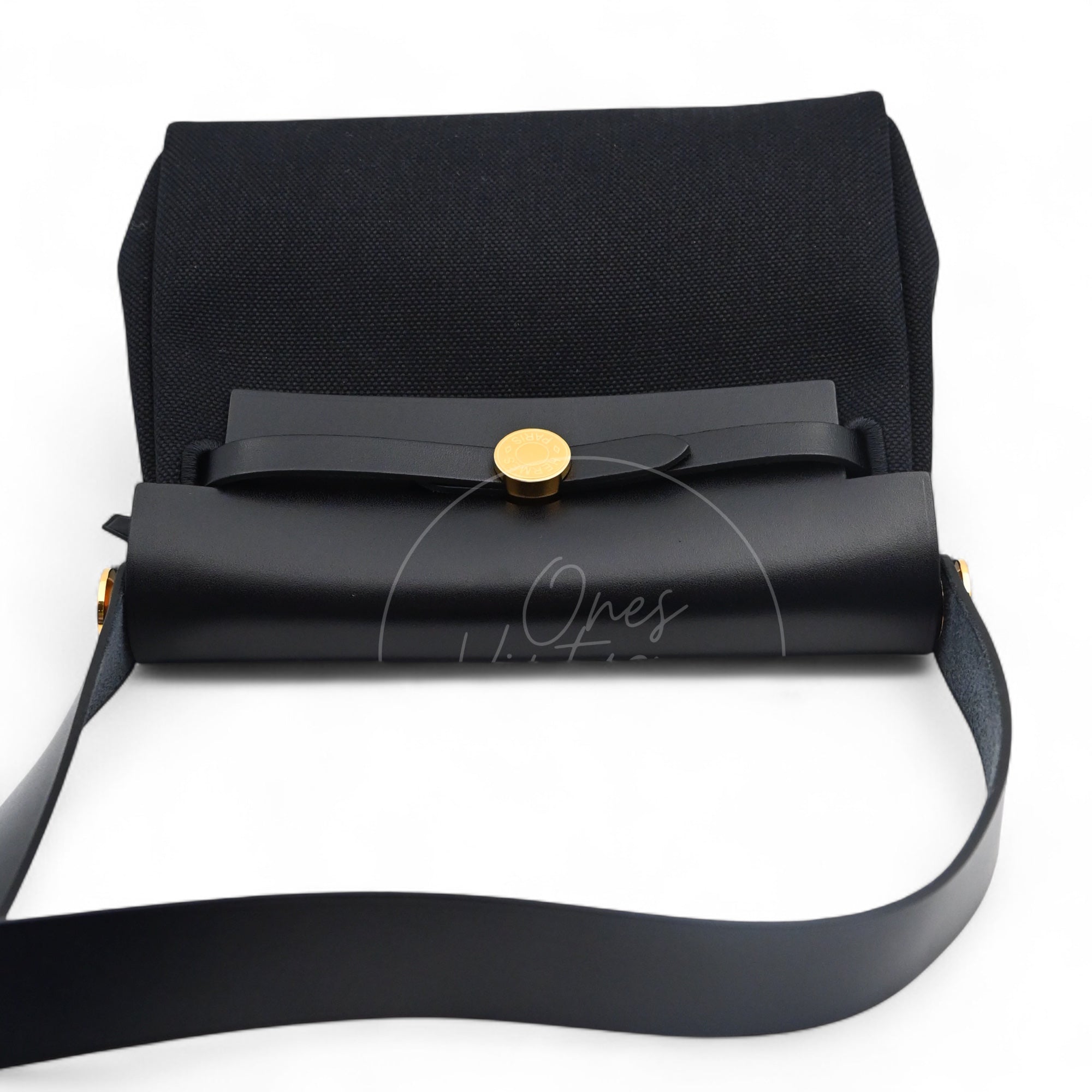 [Unused] Hermes Herbag Zip 20 Mini Black Canvas Swift GHW Stamp W
