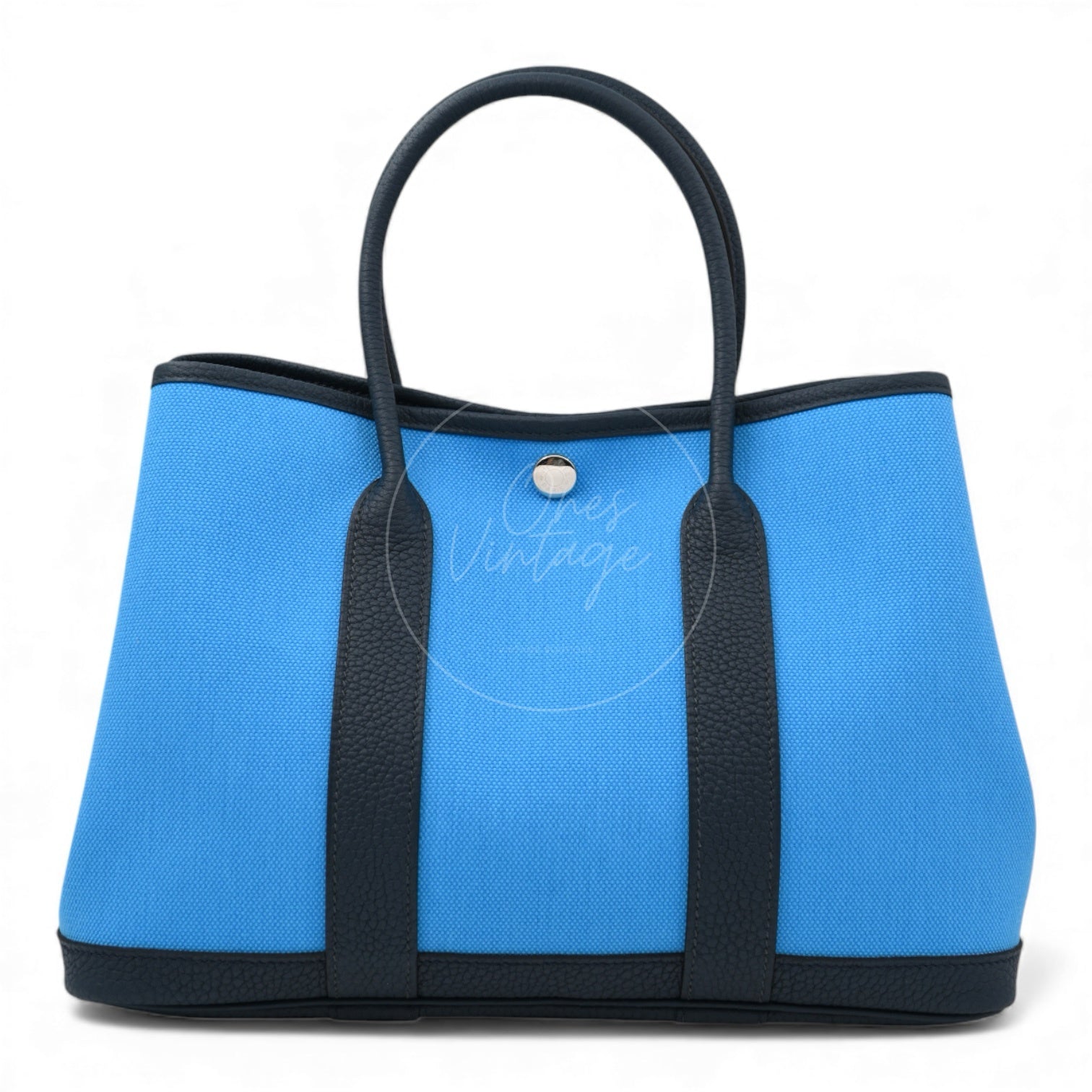 [Unused] Hermes Garden Party 30 Bleu Jeans Toile Militaire Veau Negonda