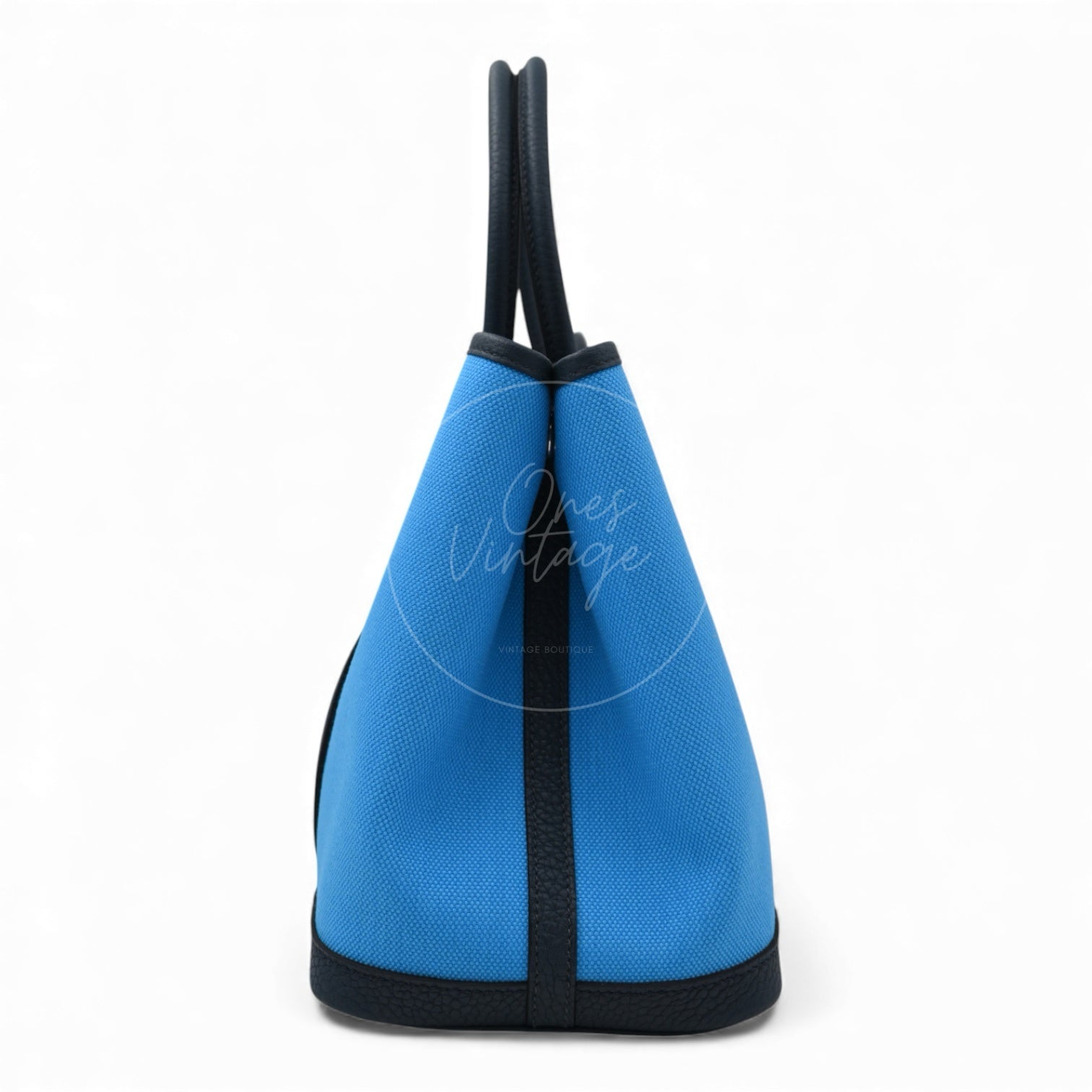 [Unused] Hermes Garden Party 30 Bleu Jeans Toile Militaire Veau Negonda