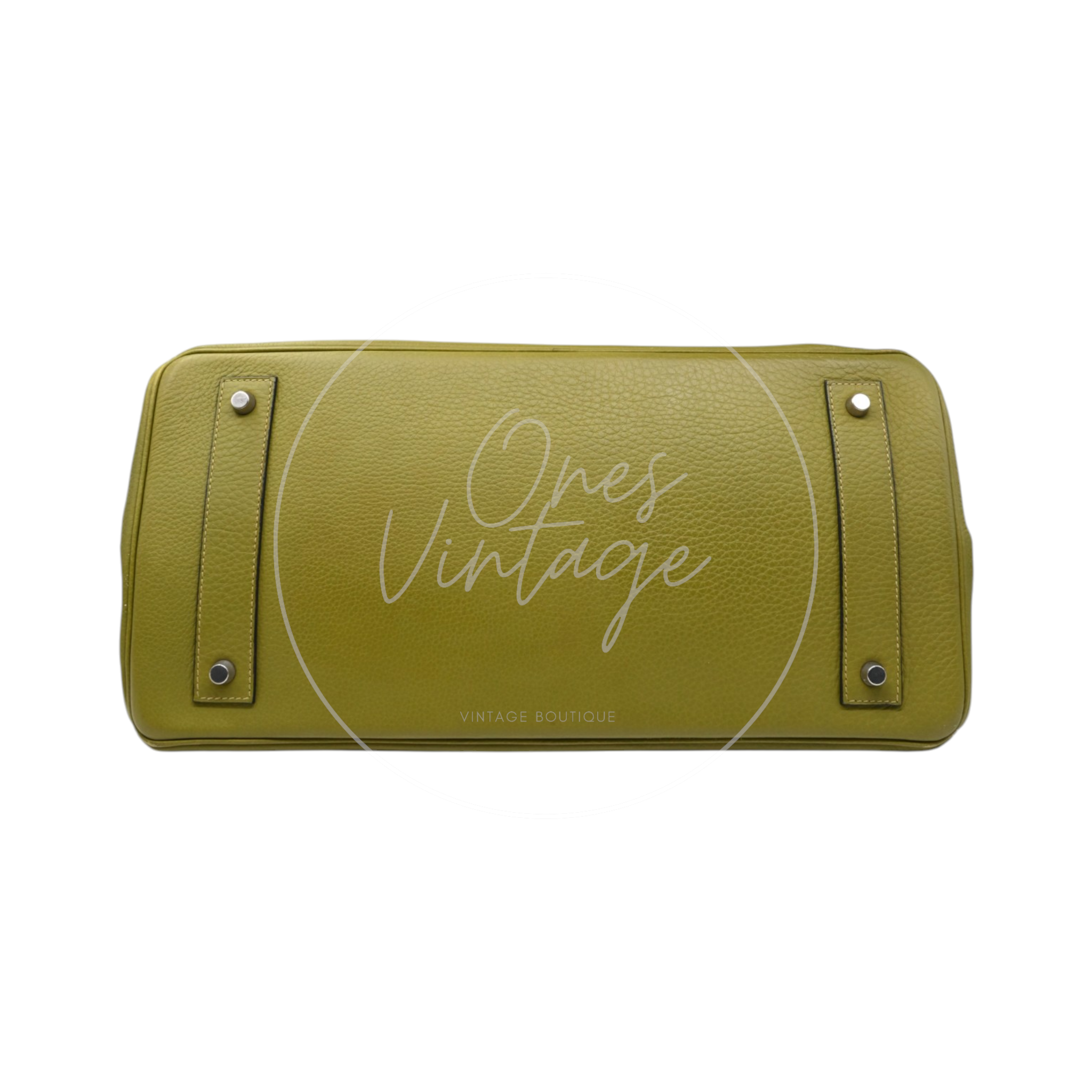Hermes Clemence Shoulder Birkin 42 PHW Vert Chartreuse Square I