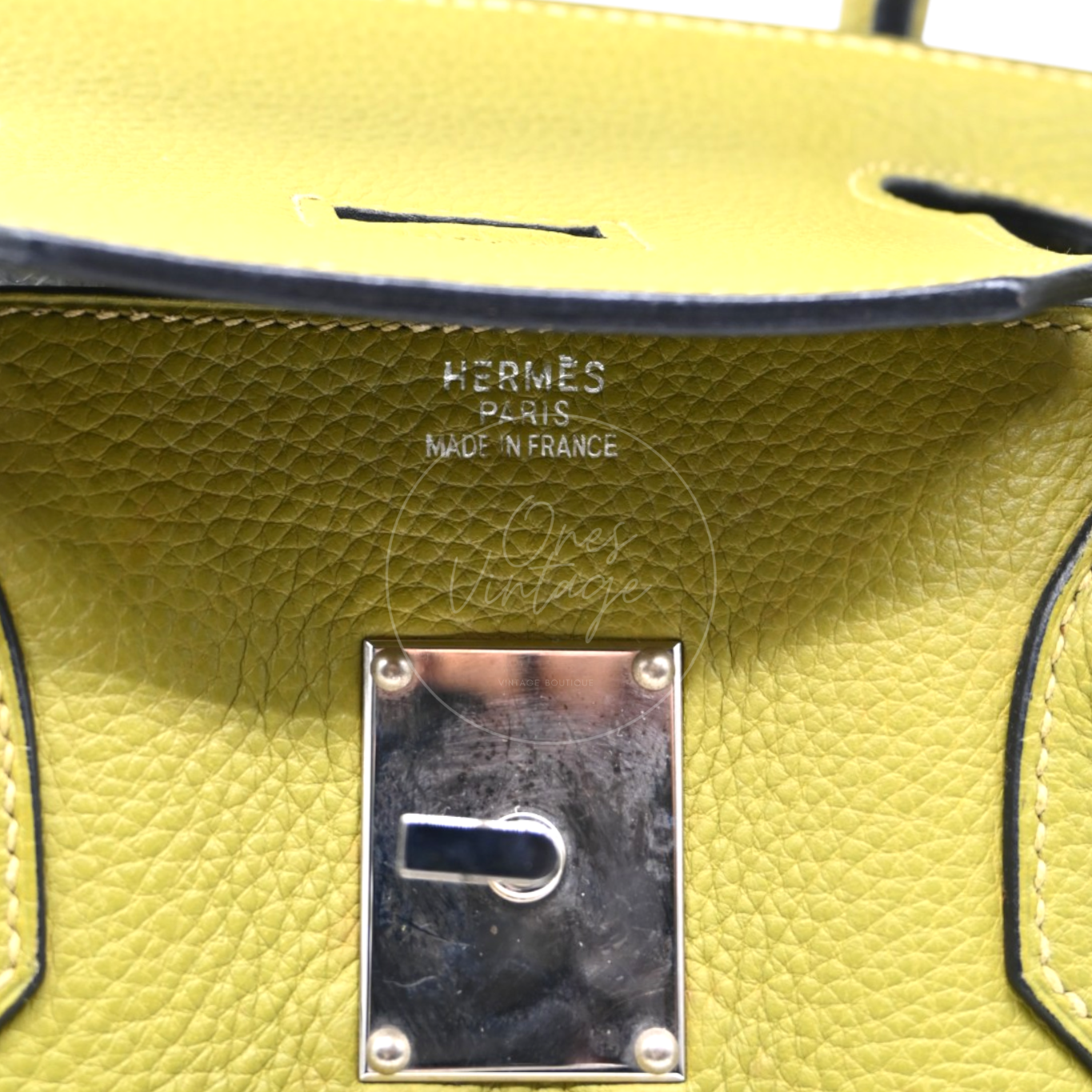 Hermes Clemence Shoulder Birkin 42 PHW Vert Chartreuse Square I