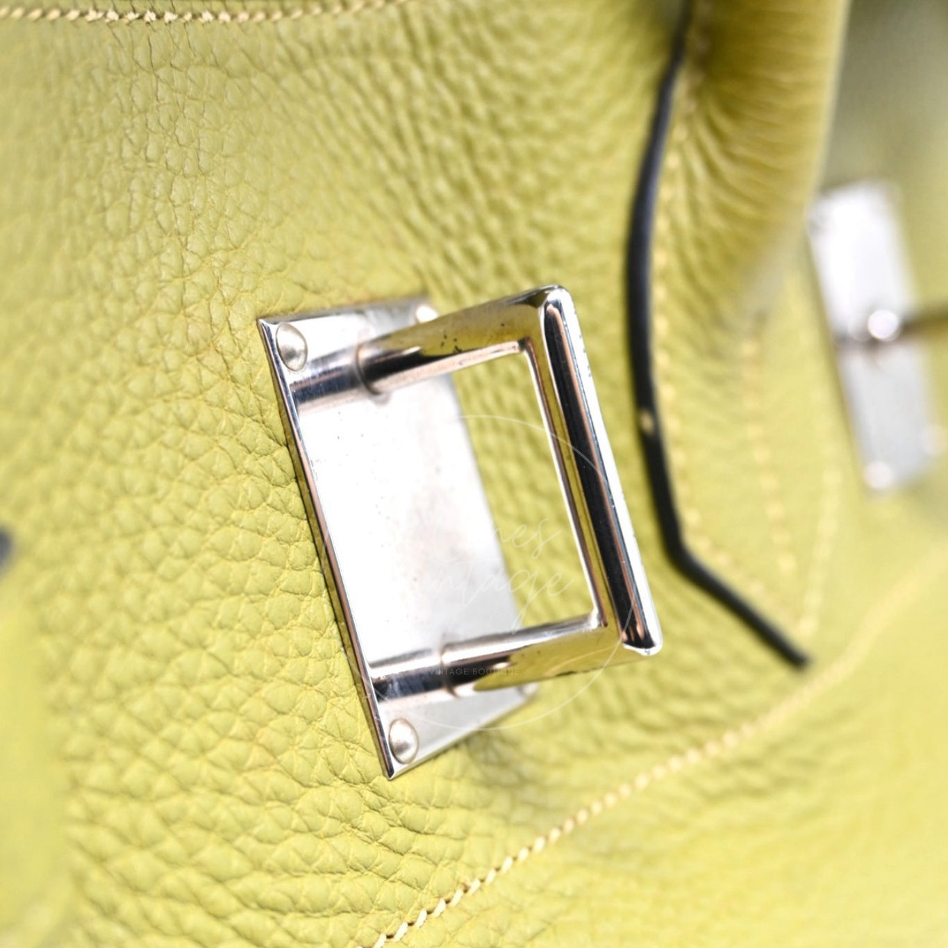 Hermes Clemence Shoulder Birkin 42 PHW Vert Chartreuse Square I