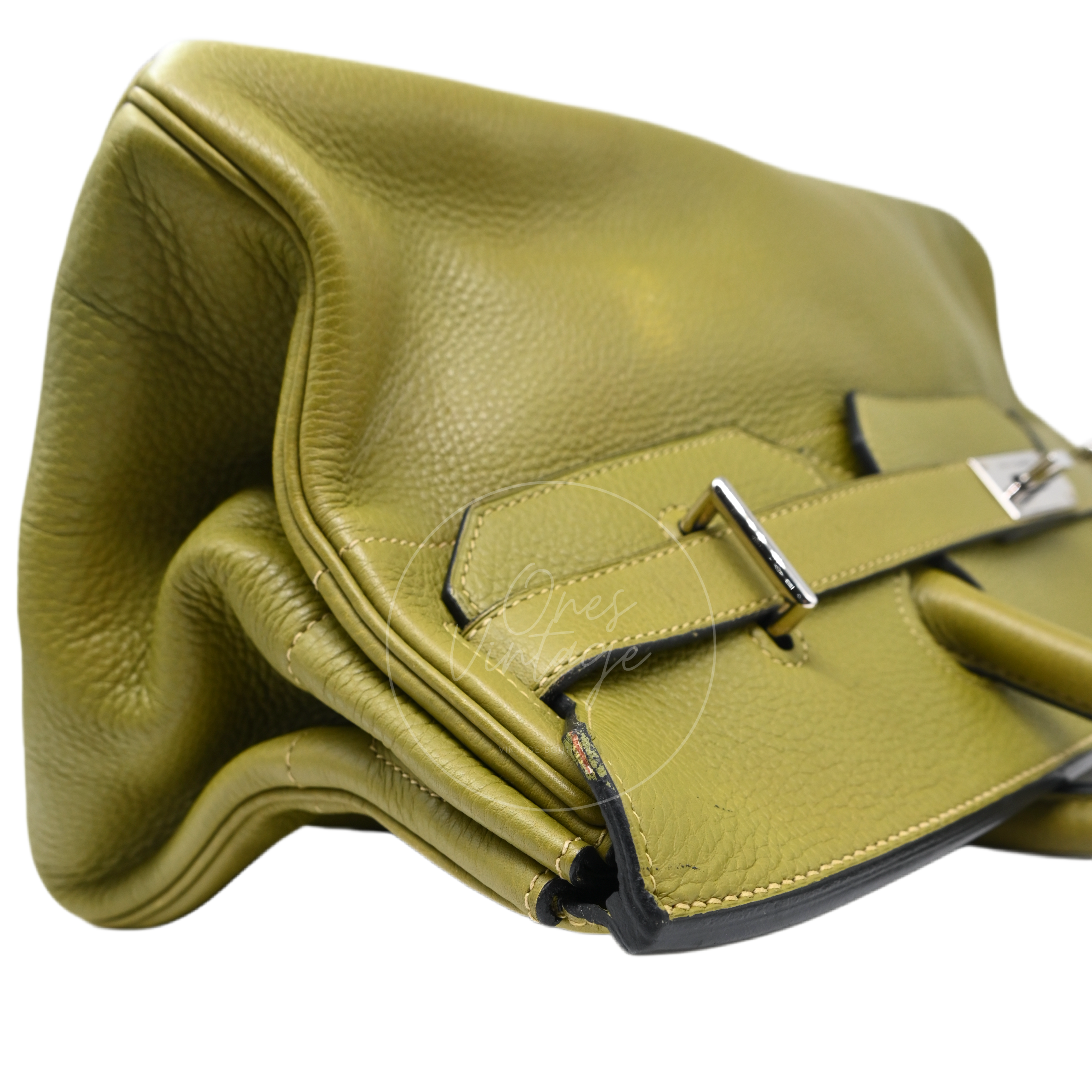 Hermes Clemence Shoulder Birkin 42 PHW Vert Chartreuse Square I