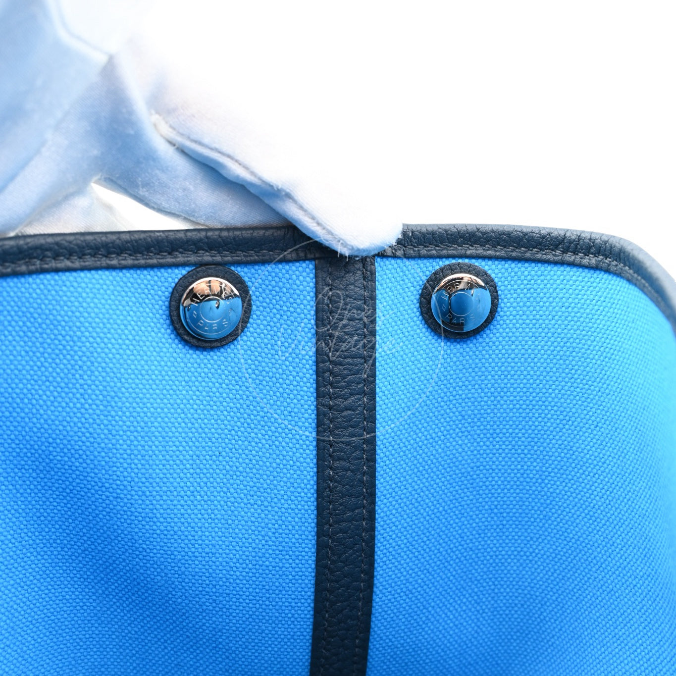 [Unused] Hermes Garden Party 30 Bleu Jeans Toile Militaire Veau Negonda