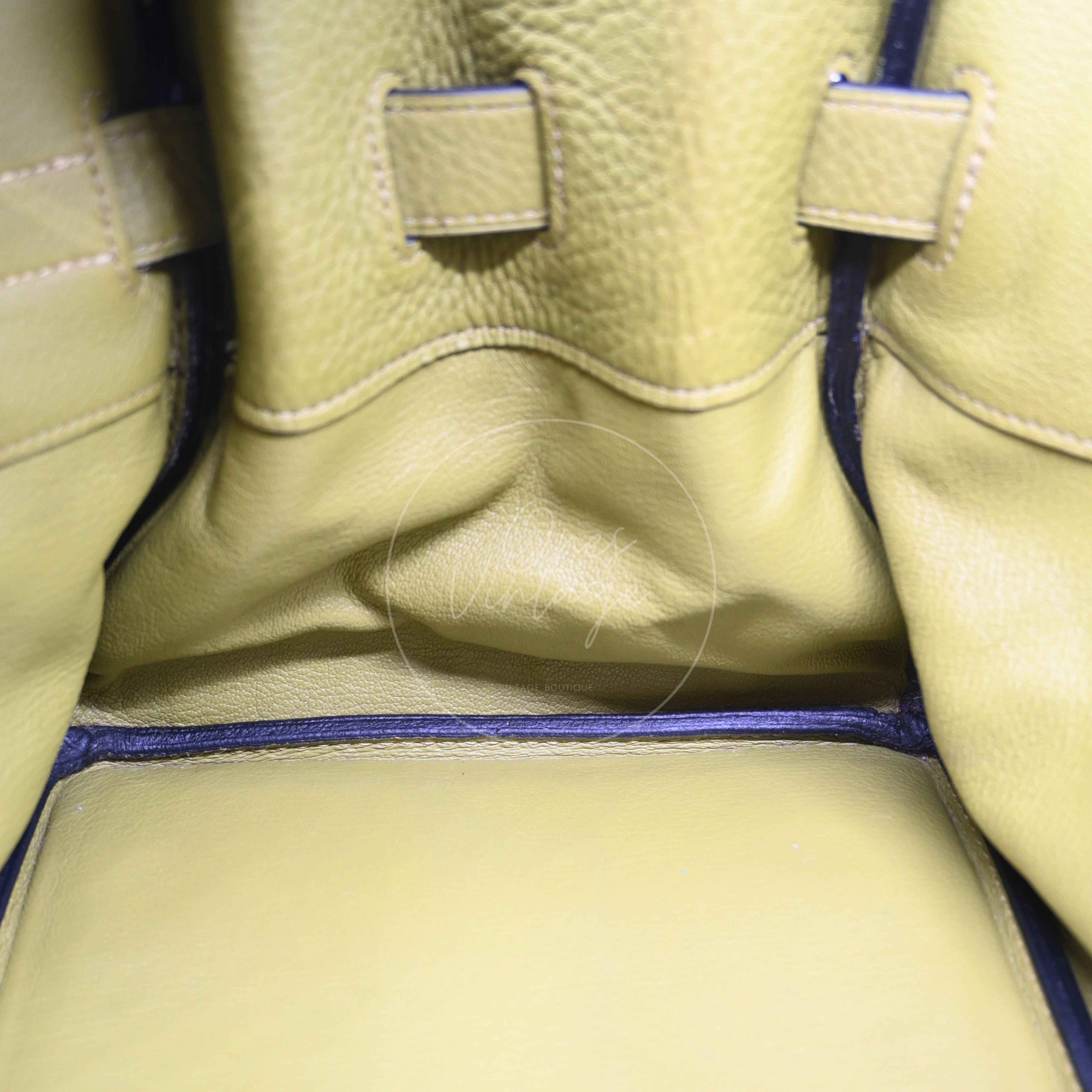 Hermes Clemence Shoulder Birkin 42 PHW Vert Chartreuse Square I