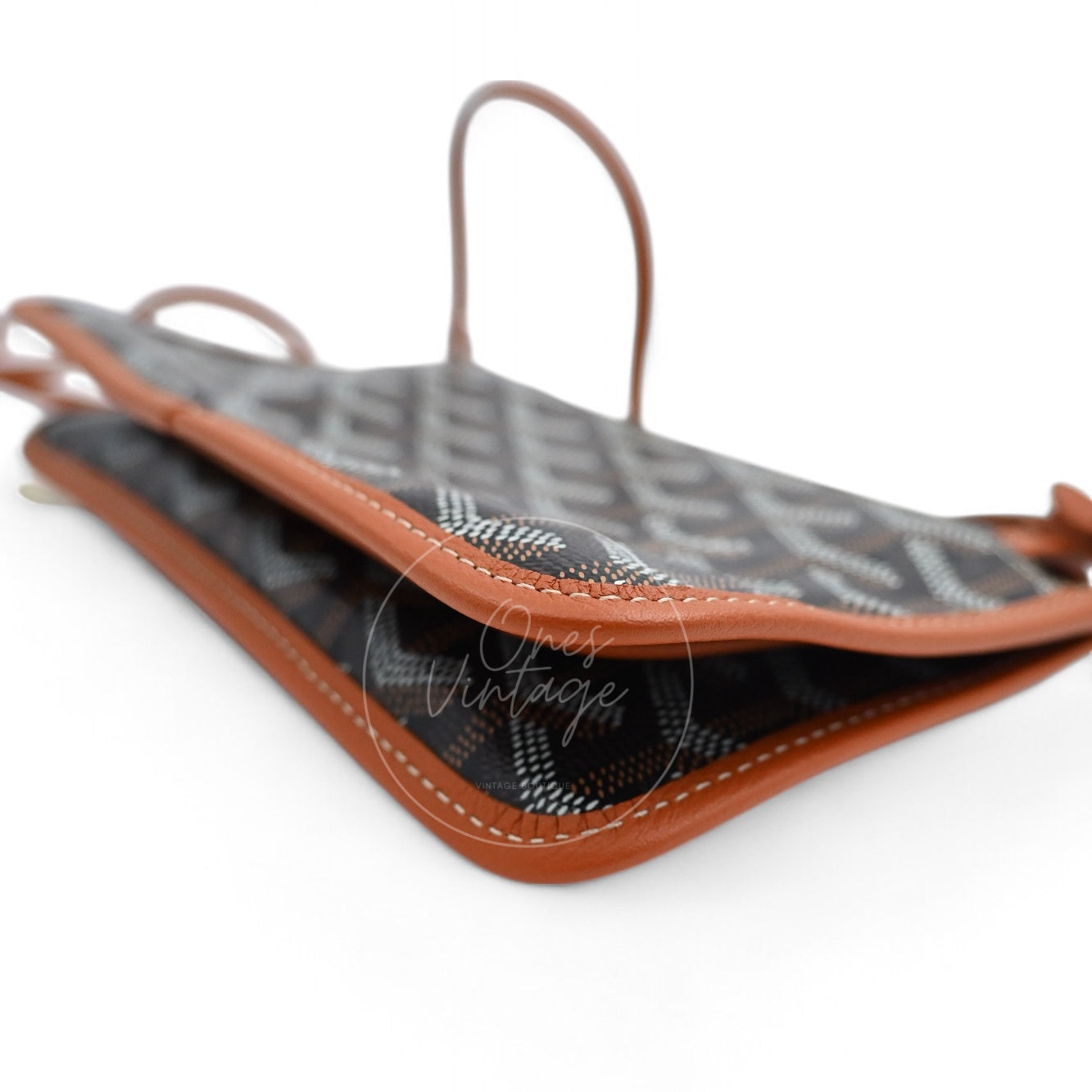[Unused] Goyard Plumet Pocket Wallet With Strap Black & Tan