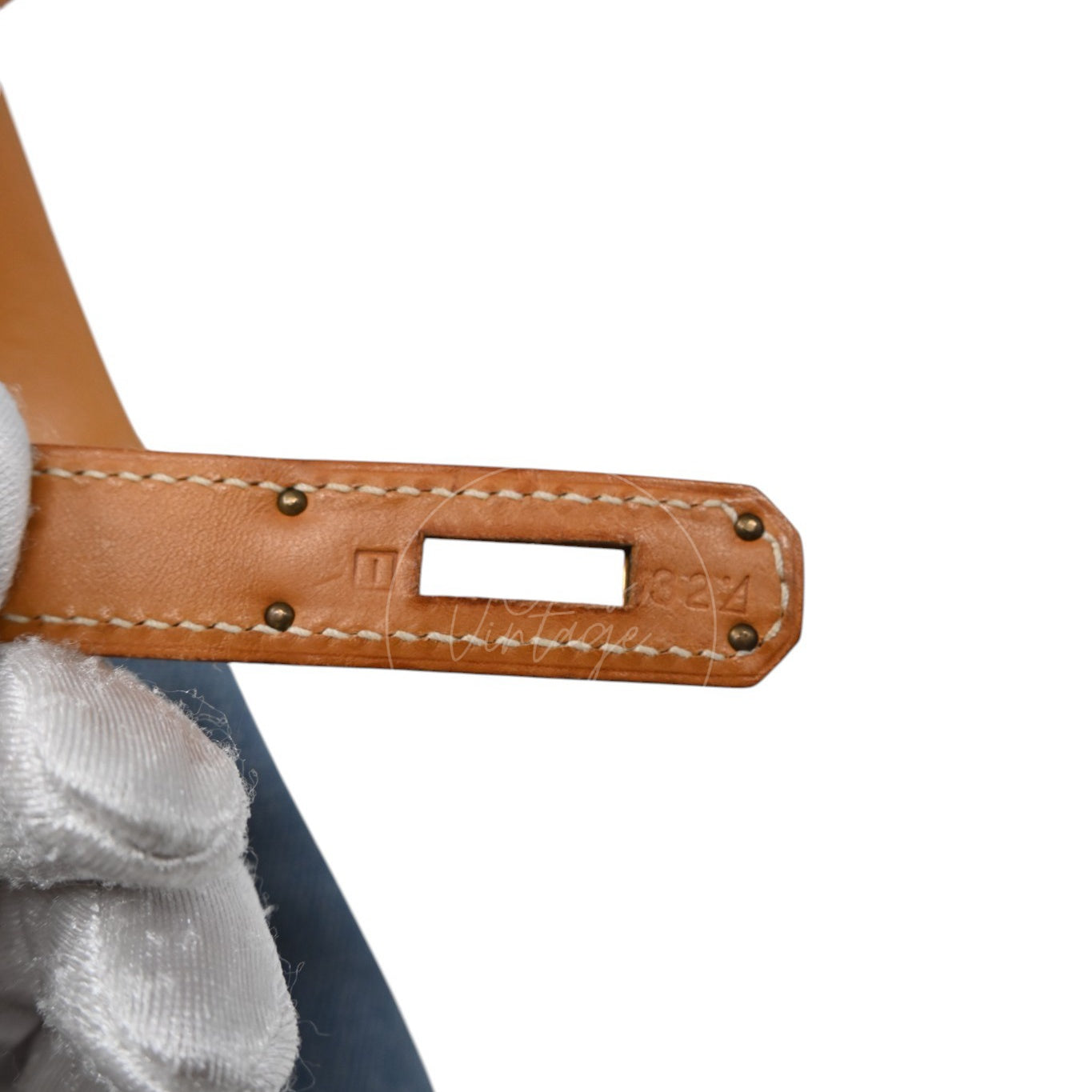 Hermes Birkin 35 Denim Fabrics GHW Brown Blue Square I