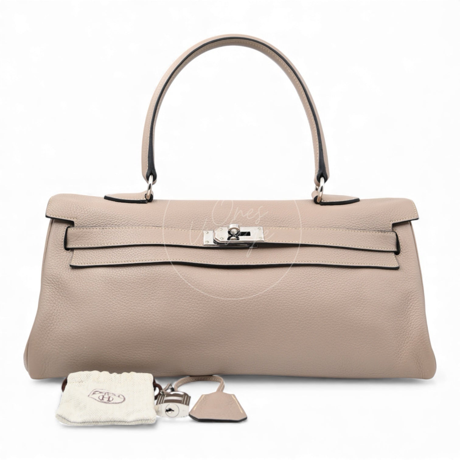 [Pre-owned] Hermes Kelly Shoulder 42 PHW Gris Tourterelle Taurillon Clemence Stamp Square M