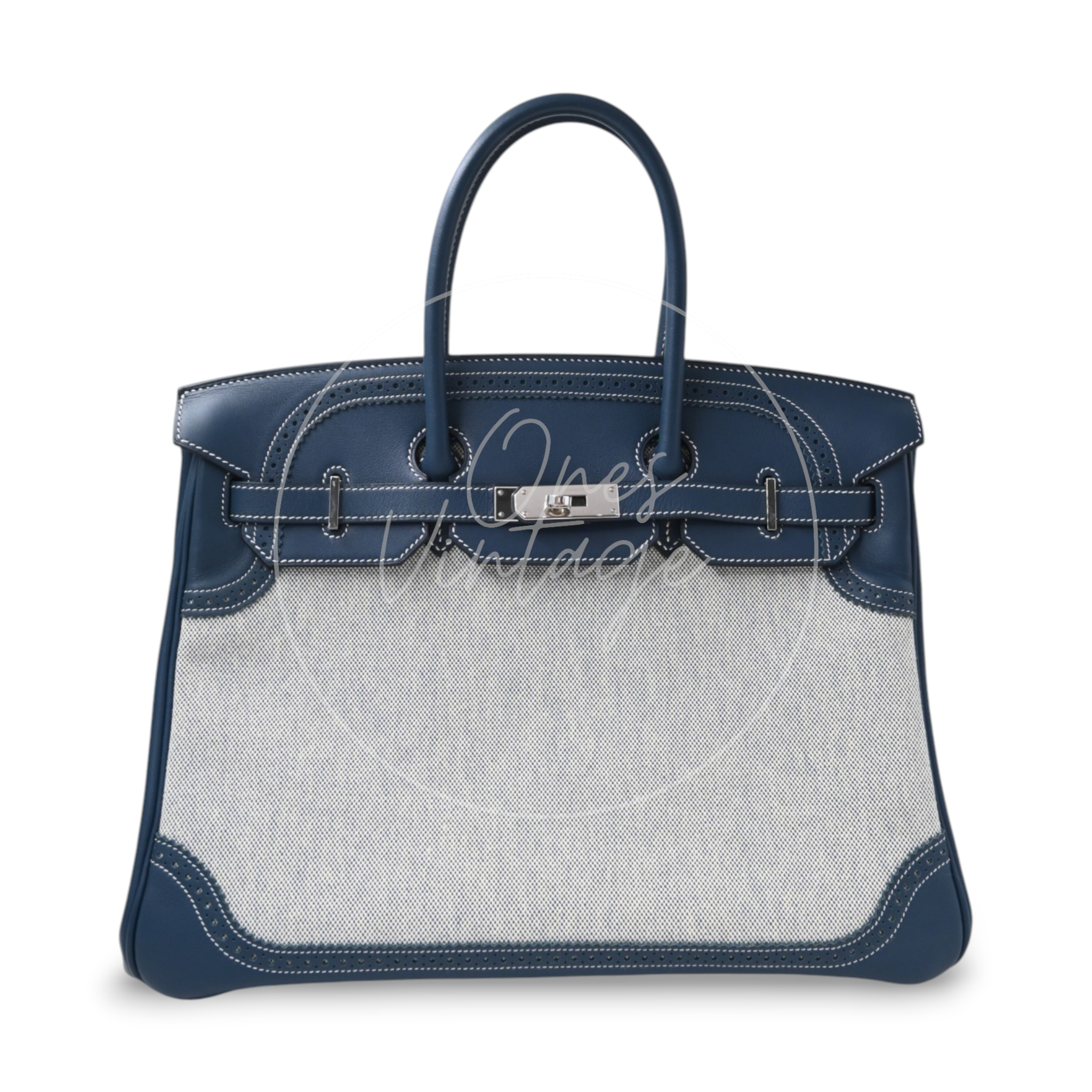Hermes Birkin 35 Ghillies Tolie PHW Blue Square R