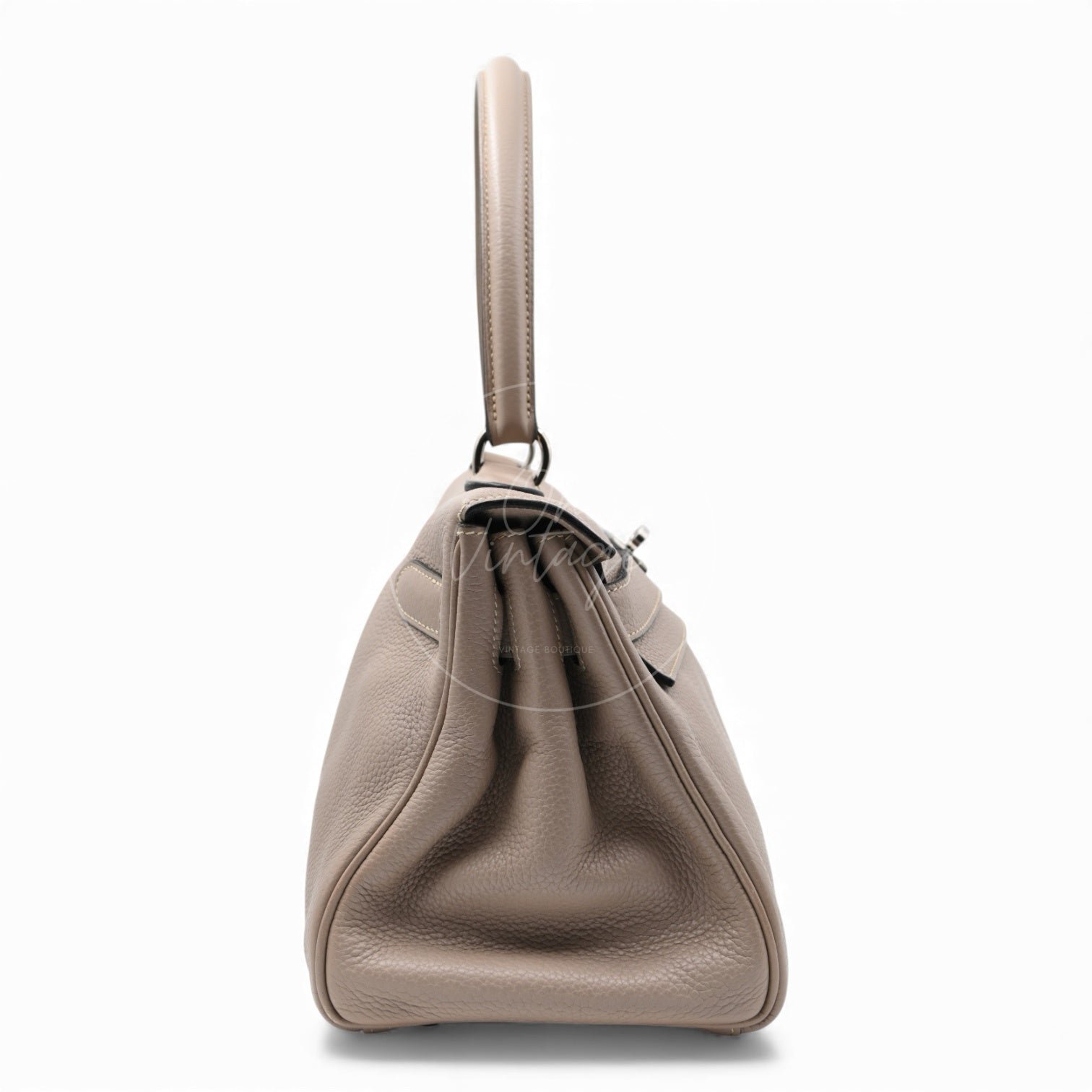 [Pre-owned] Hermes Kelly Shoulder 42 PHW Gris Tourterelle Taurillon Clemence Stamp Square M