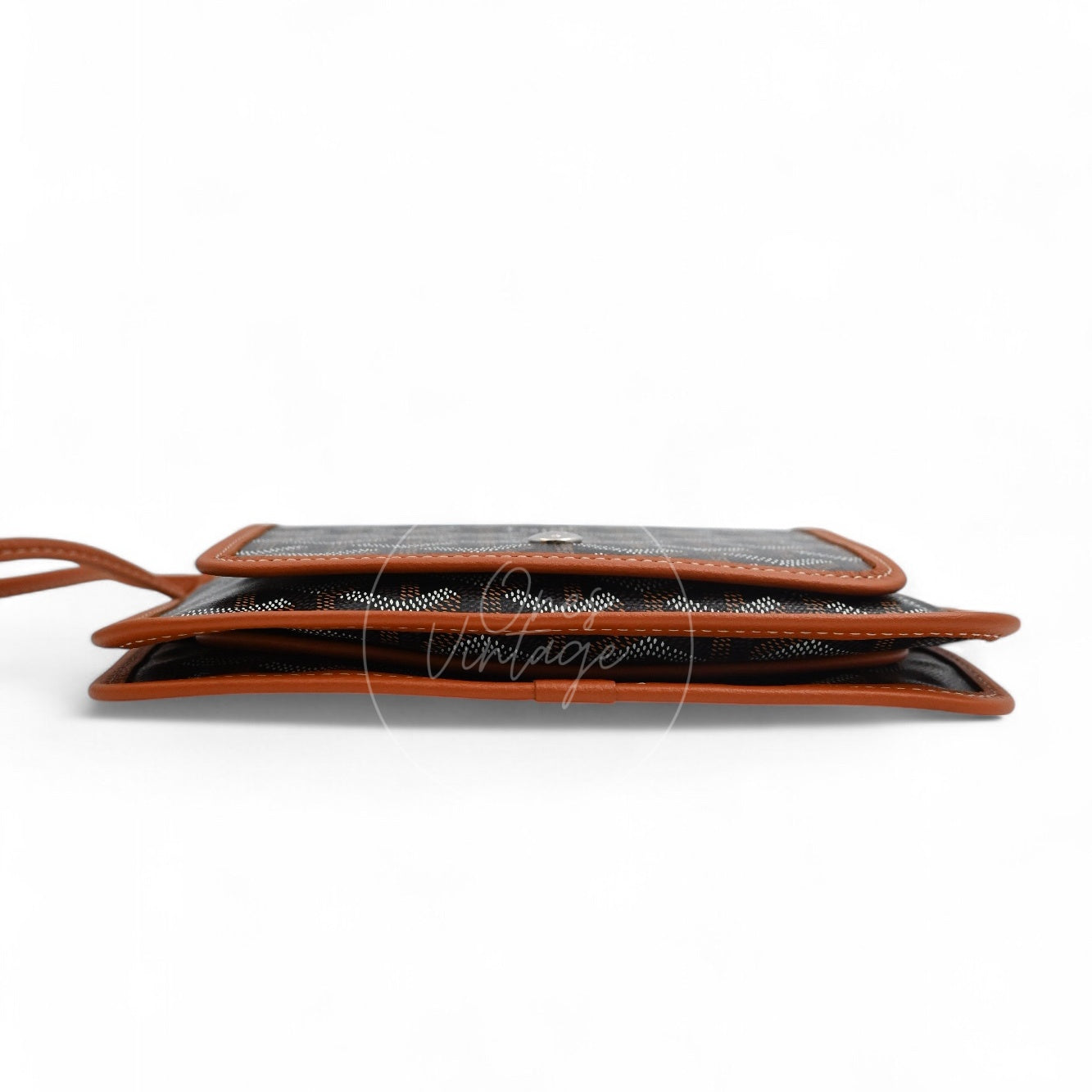 [Unused] Goyard Plumet Pocket Wallet With Strap Black & Tan