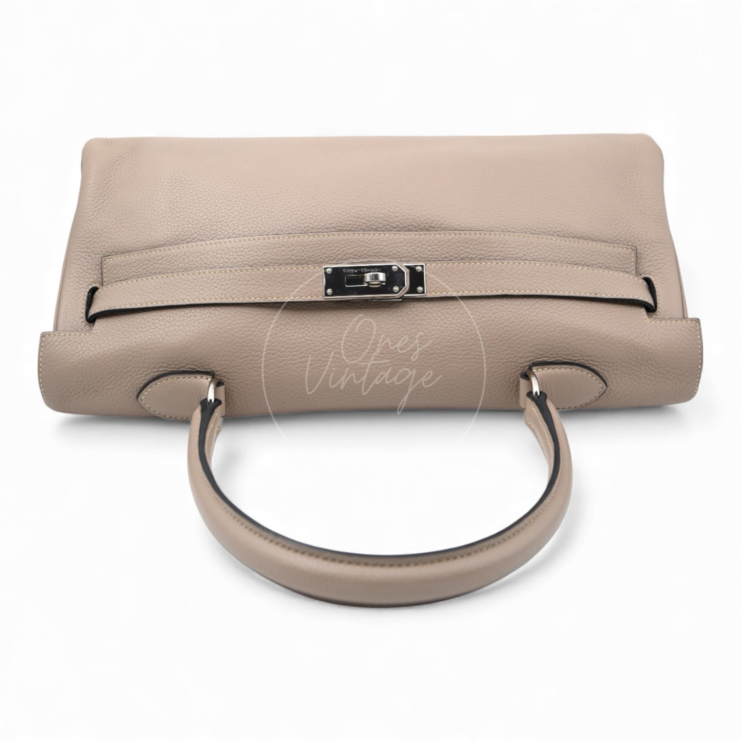 [Pre-owned] Hermes Kelly Shoulder 42 PHW Gris Tourterelle Taurillon Clemence Stamp Square M