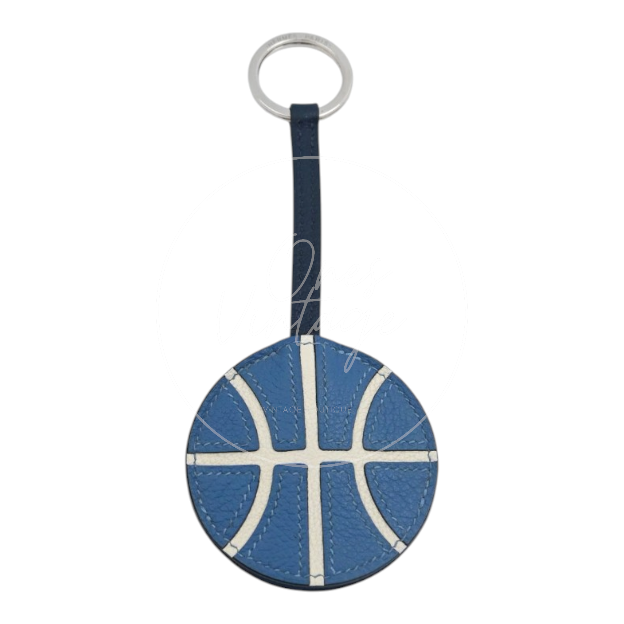 Hermes Basketball Blue & White Evercolor Key Ring Bag Charm