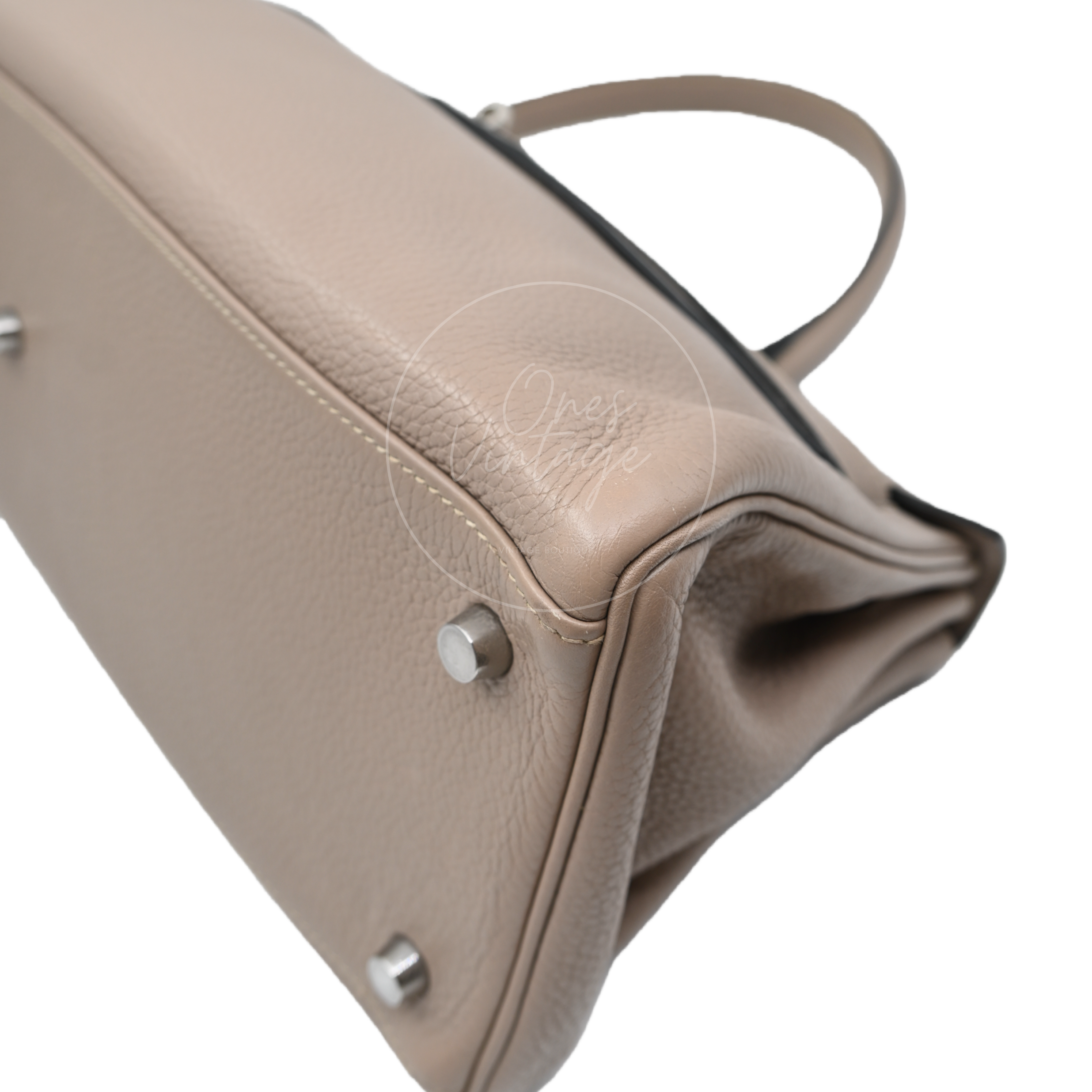 [Pre-owned] Hermes Kelly Shoulder 42 PHW Gris Tourterelle Taurillon Clemence Stamp Square M