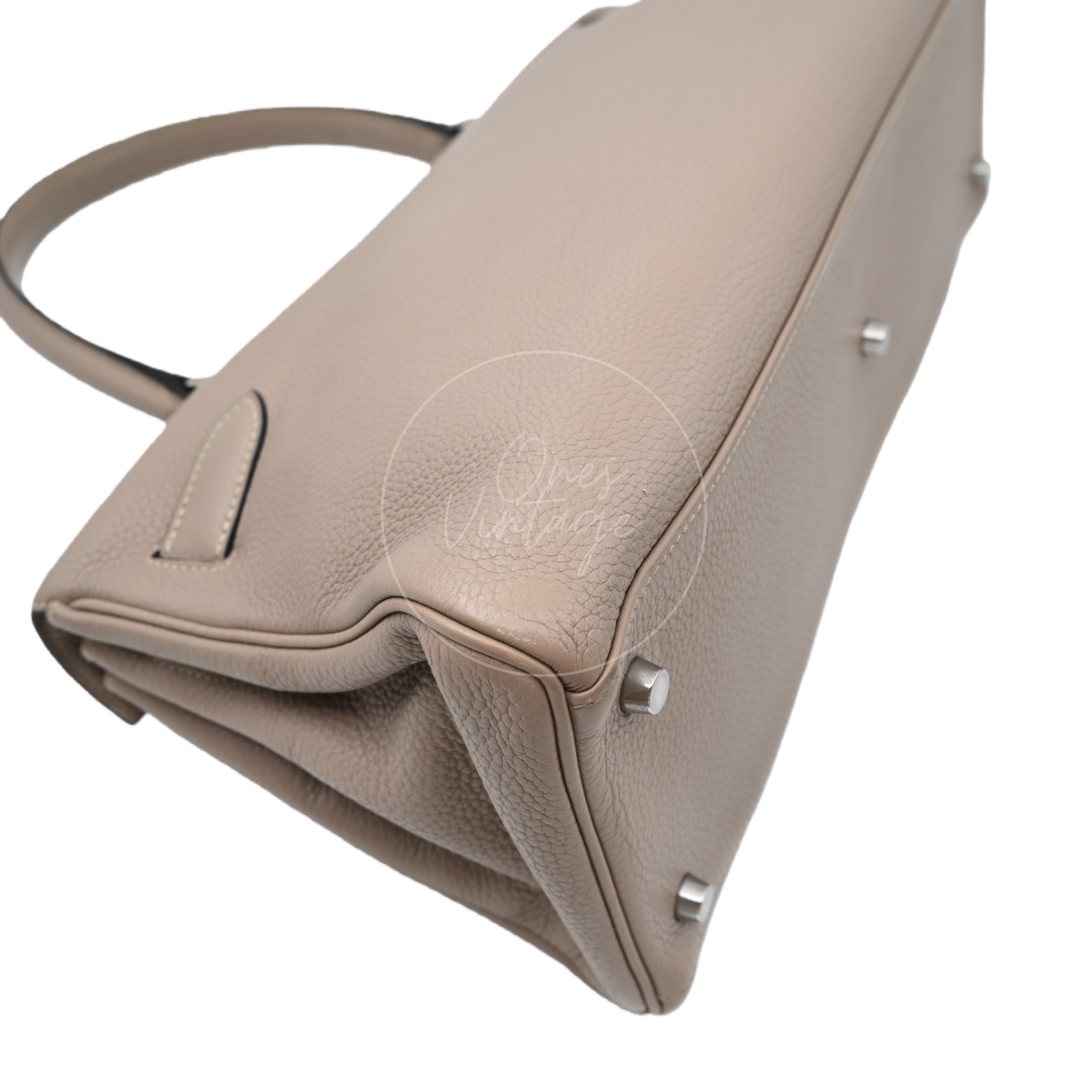 [Pre-owned] Hermes Kelly Shoulder 42 PHW Gris Tourterelle Taurillon Clemence Stamp Square M