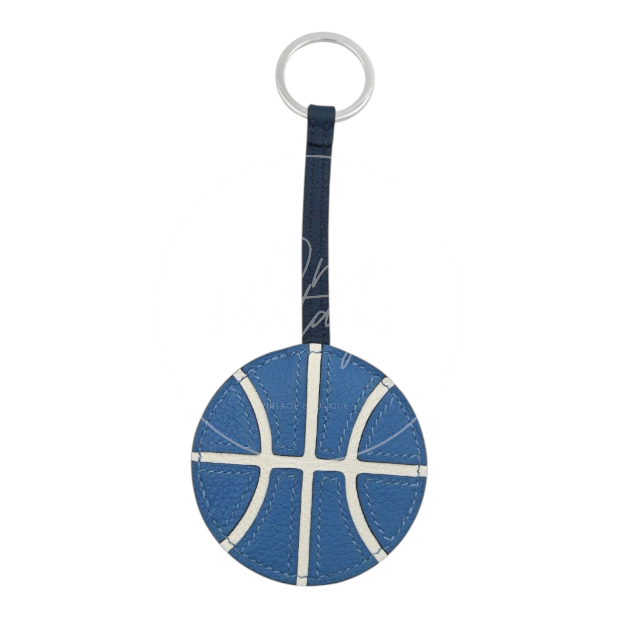 Hermes Basketball Blue & White Evercolor Key Ring Bag Charm