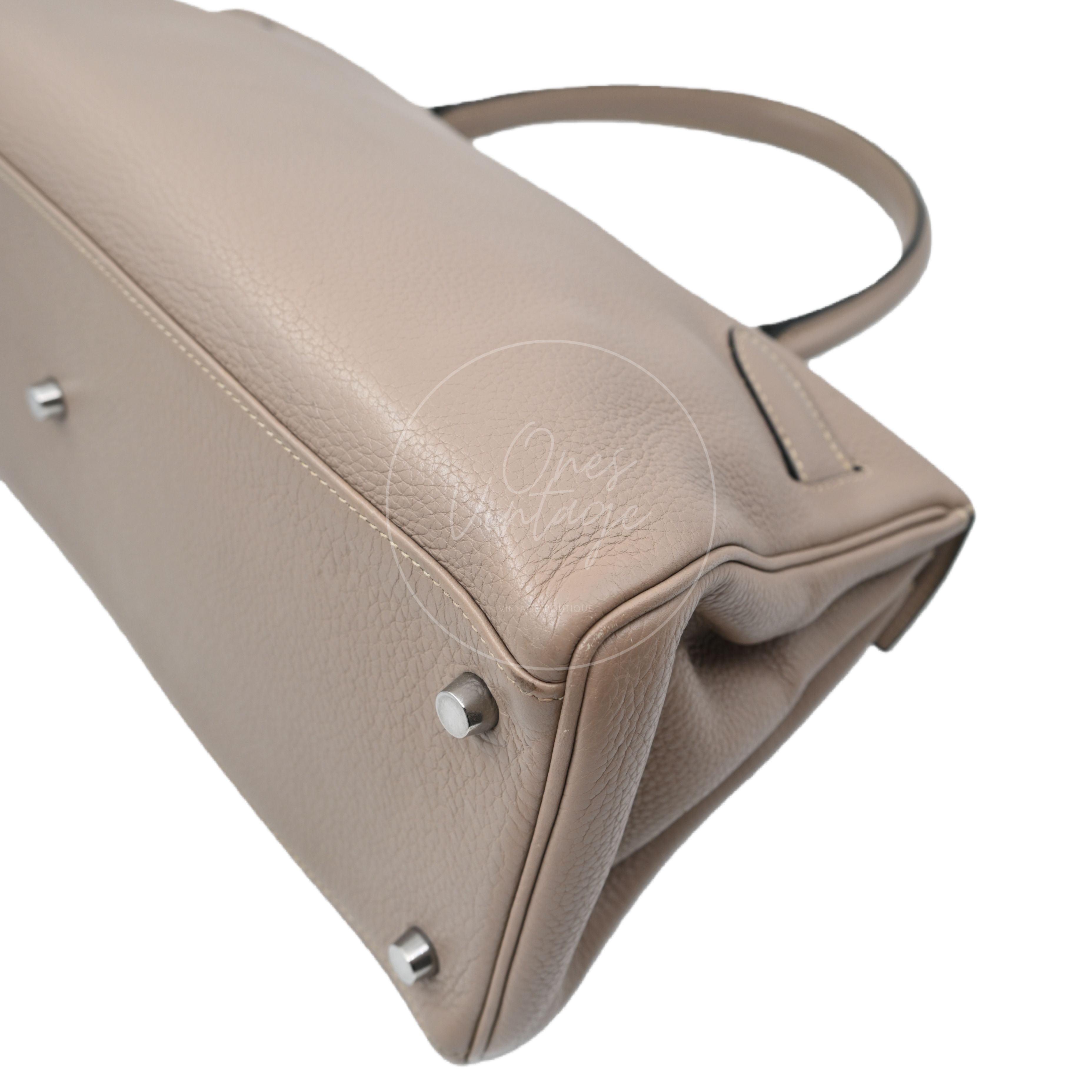 [Pre-owned] Hermes Kelly Shoulder 42 PHW Gris Tourterelle Taurillon Clemence Stamp Square M