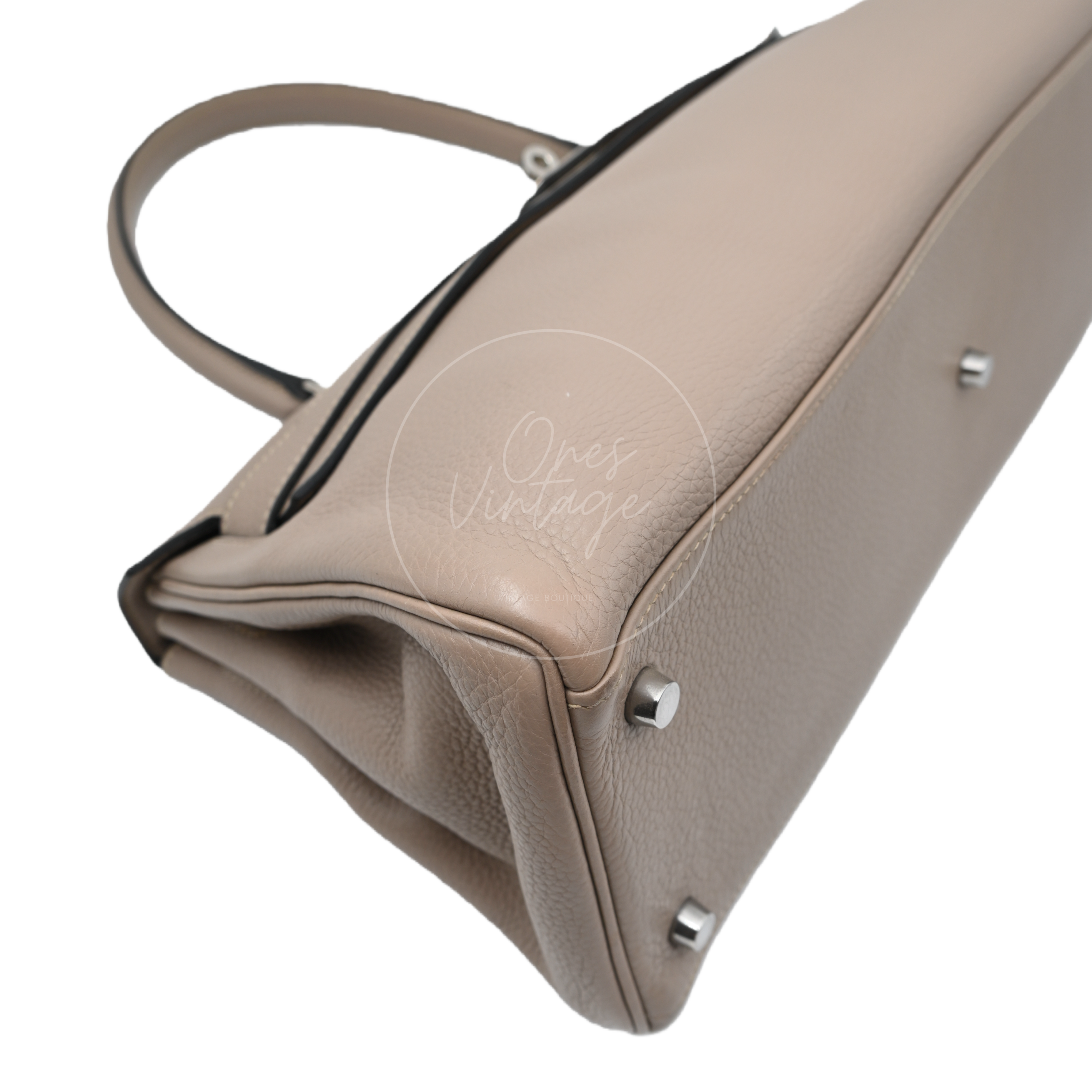 [Pre-owned] Hermes Kelly Shoulder 42 PHW Gris Tourterelle Taurillon Clemence Stamp Square M