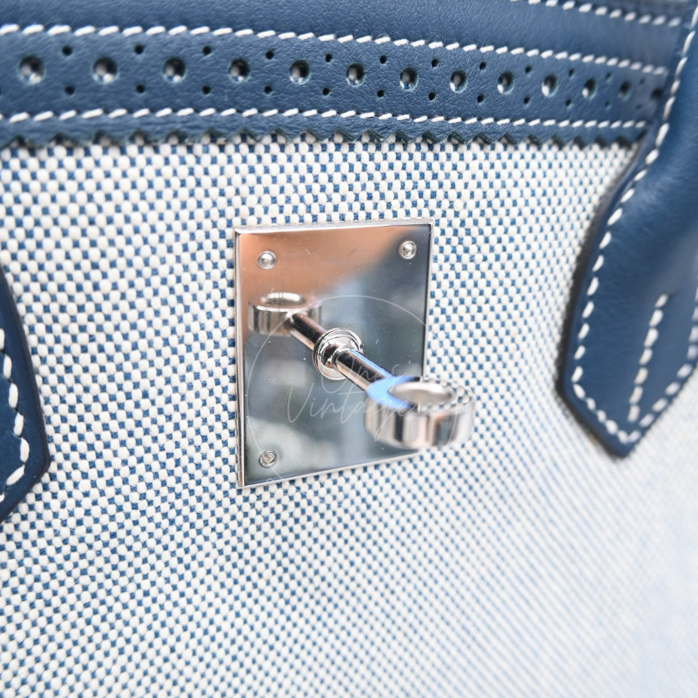 Hermes Birkin 35 Ghillies Tolie PHW Blue Square R