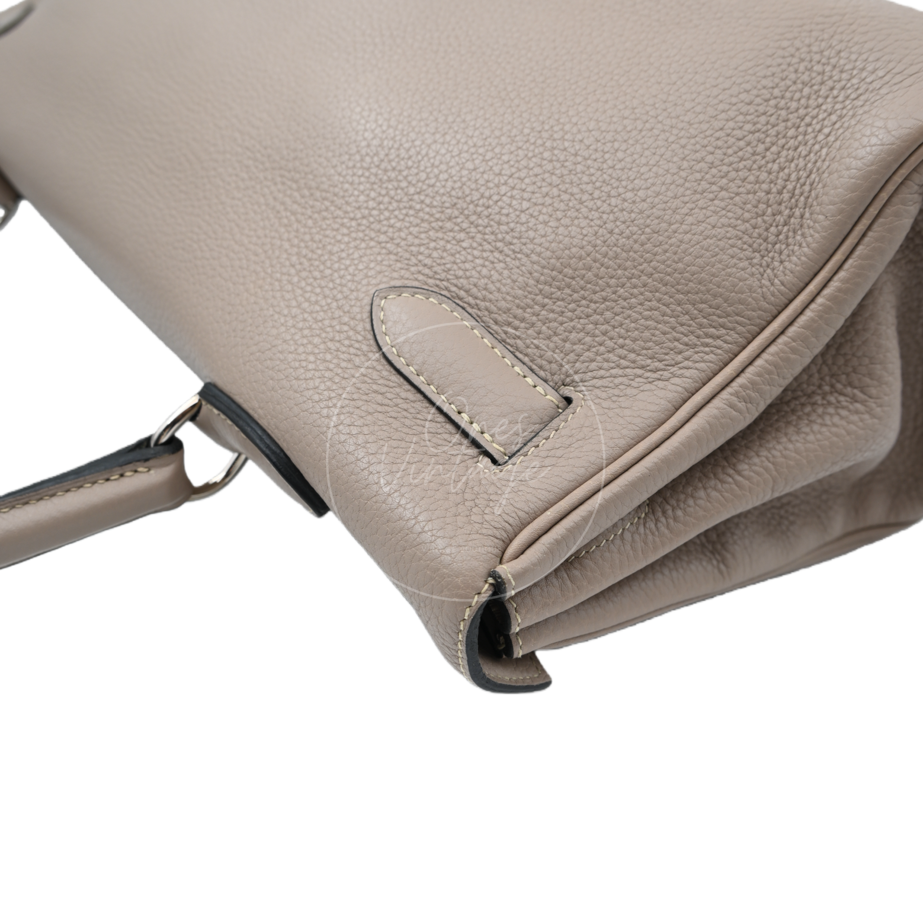 [Pre-owned] Hermes Kelly Shoulder 42 PHW Gris Tourterelle Taurillon Clemence Stamp Square M