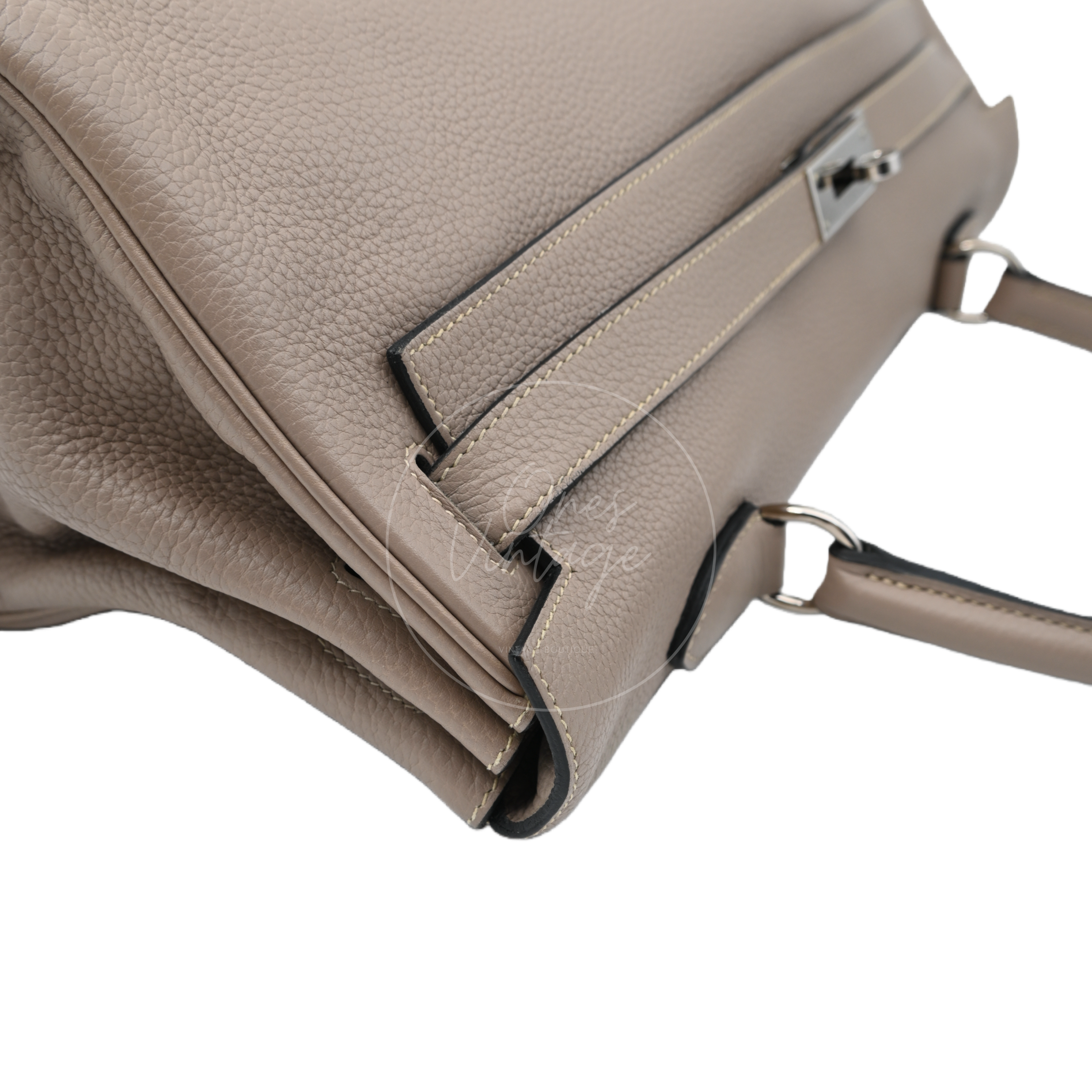 [Pre-owned] Hermes Kelly Shoulder 42 PHW Gris Tourterelle Taurillon Clemence Stamp Square M