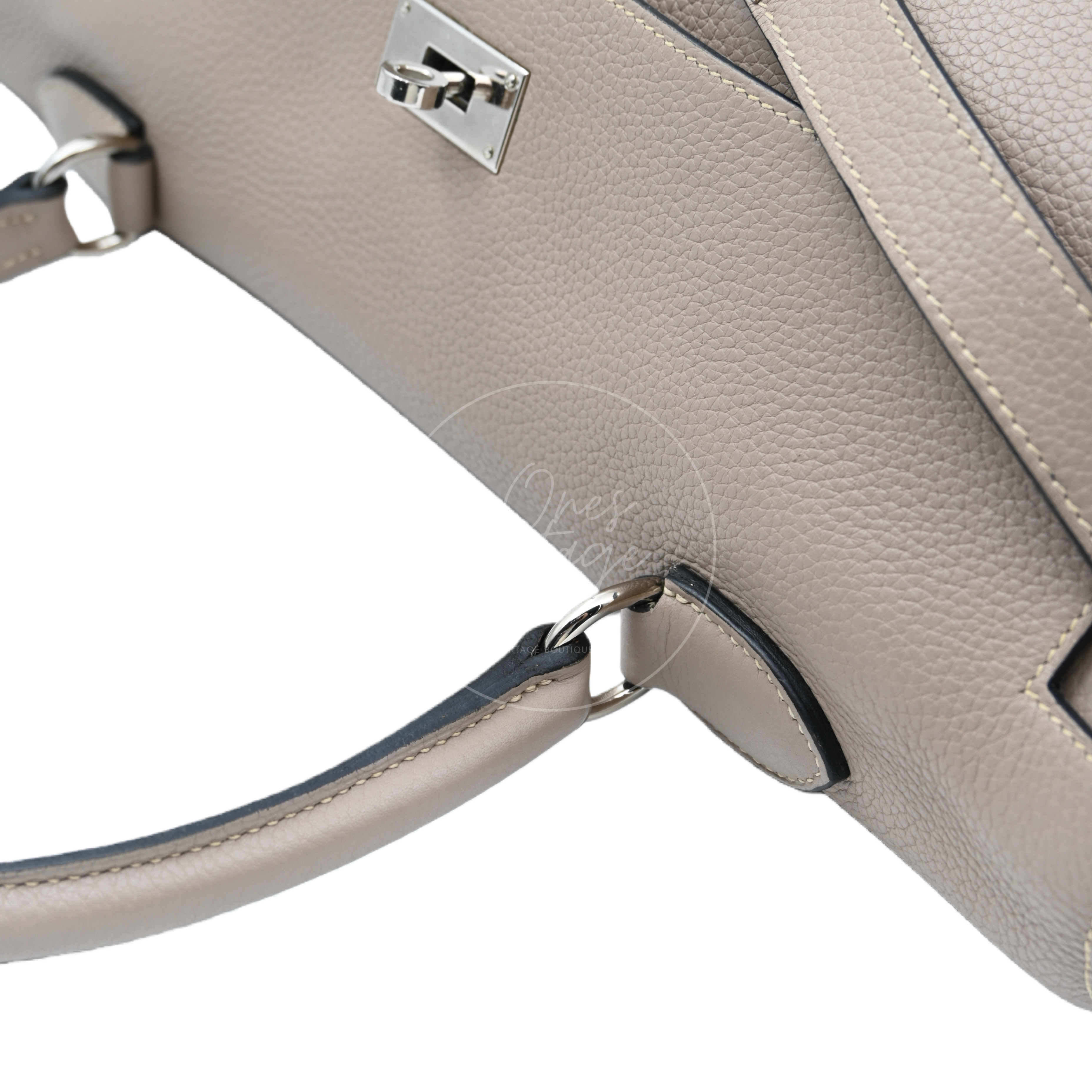 [Pre-owned] Hermes Kelly Shoulder 42 PHW Gris Tourterelle Taurillon Clemence Stamp Square M