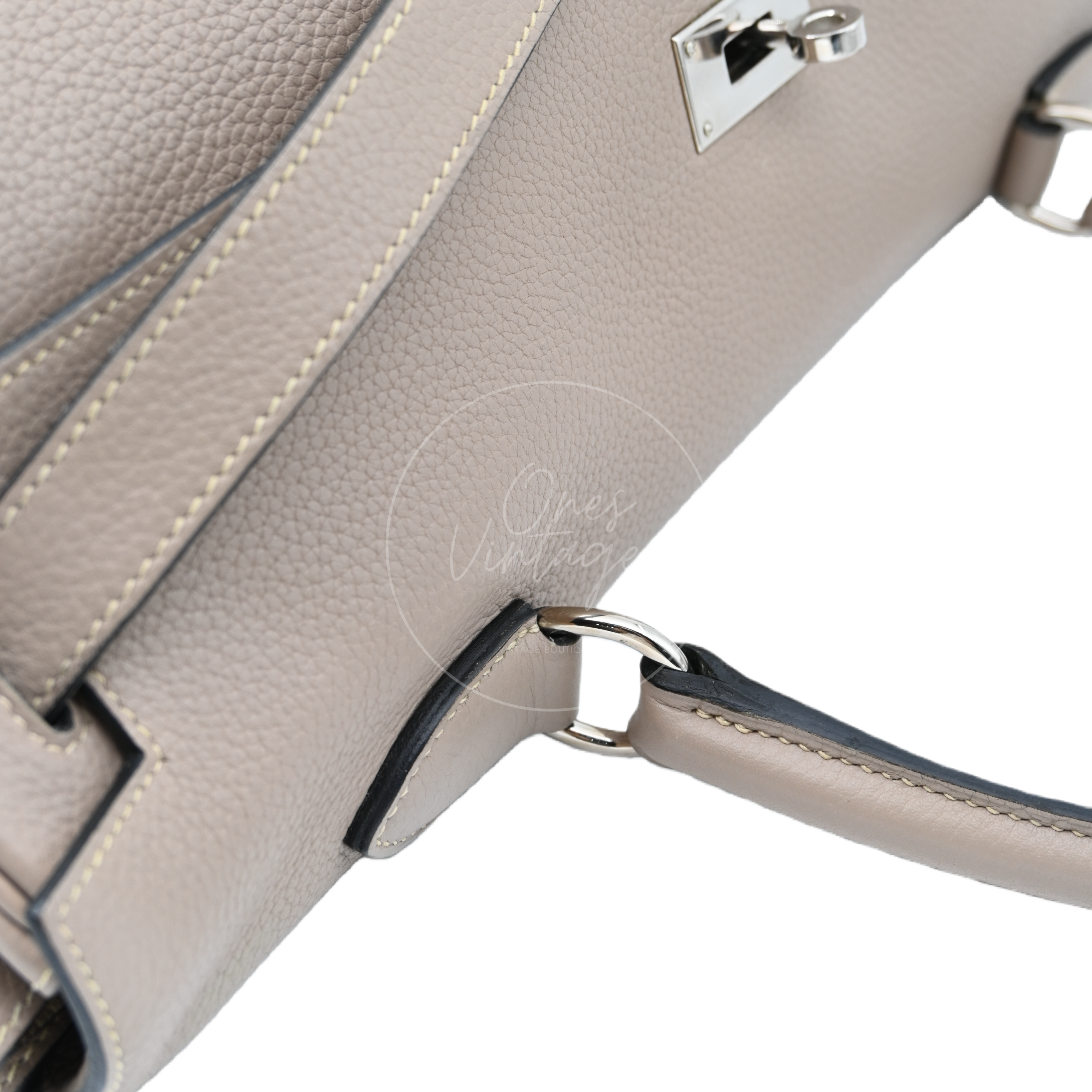 [Pre-owned] Hermes Kelly Shoulder 42 PHW Gris Tourterelle Taurillon Clemence Stamp Square M