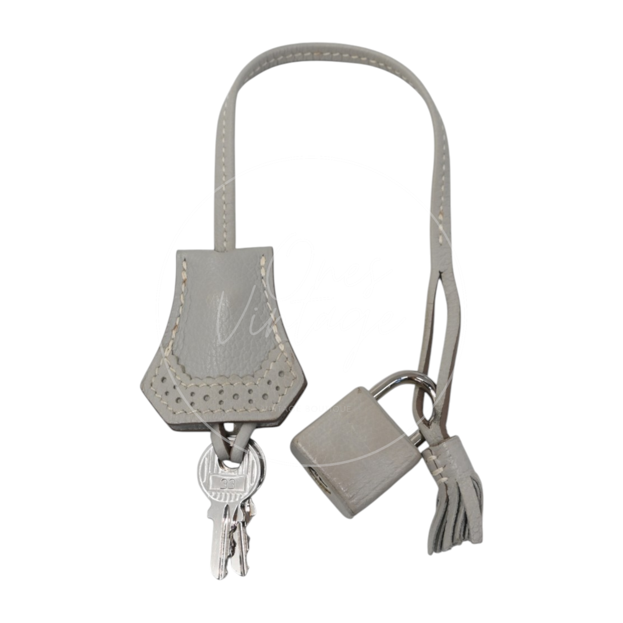 Hermes Birkin 35 Grizzly Ghillies PHW Gris Perle, Etoupe Stamp T