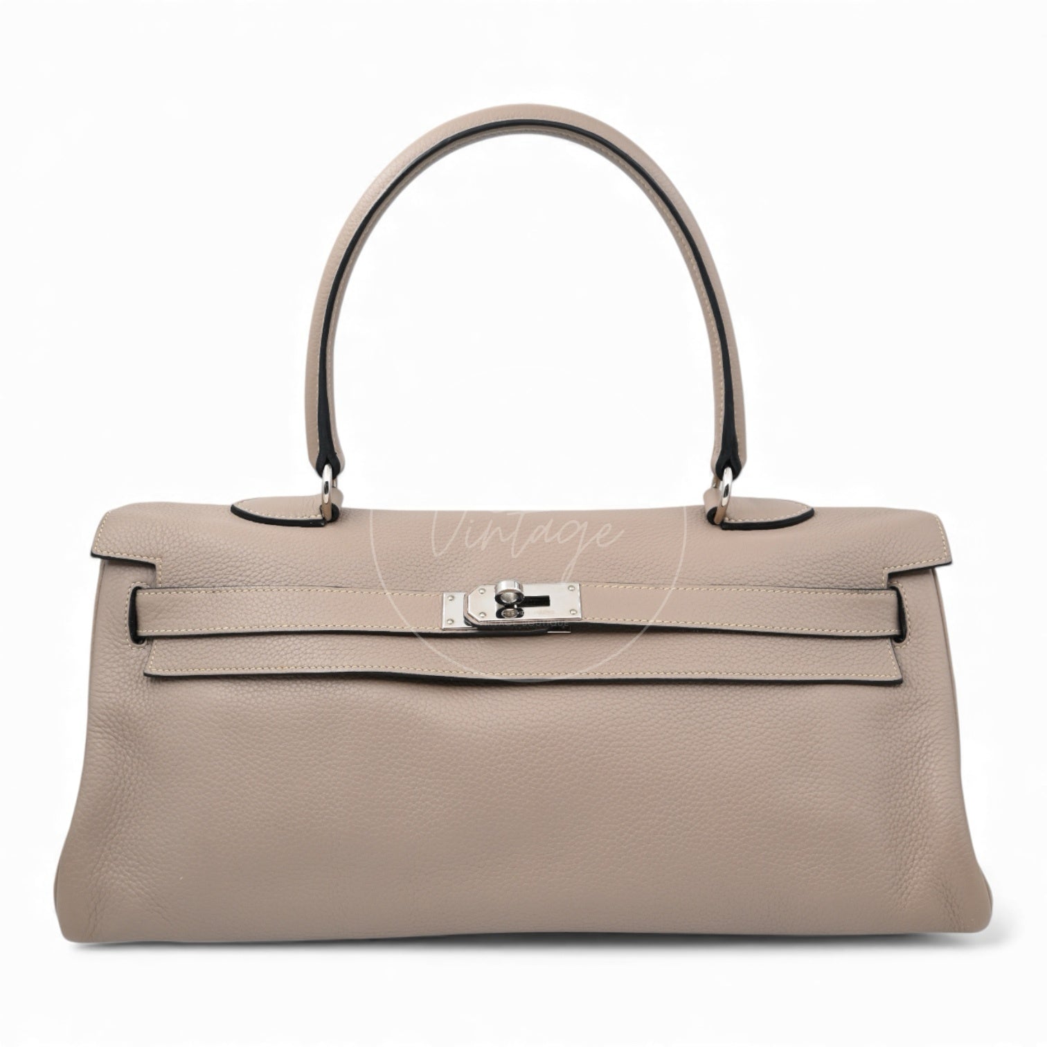 [Pre-owned] Hermes Kelly Shoulder 42 PHW Gris Tourterelle Taurillon Clemence Stamp Square M