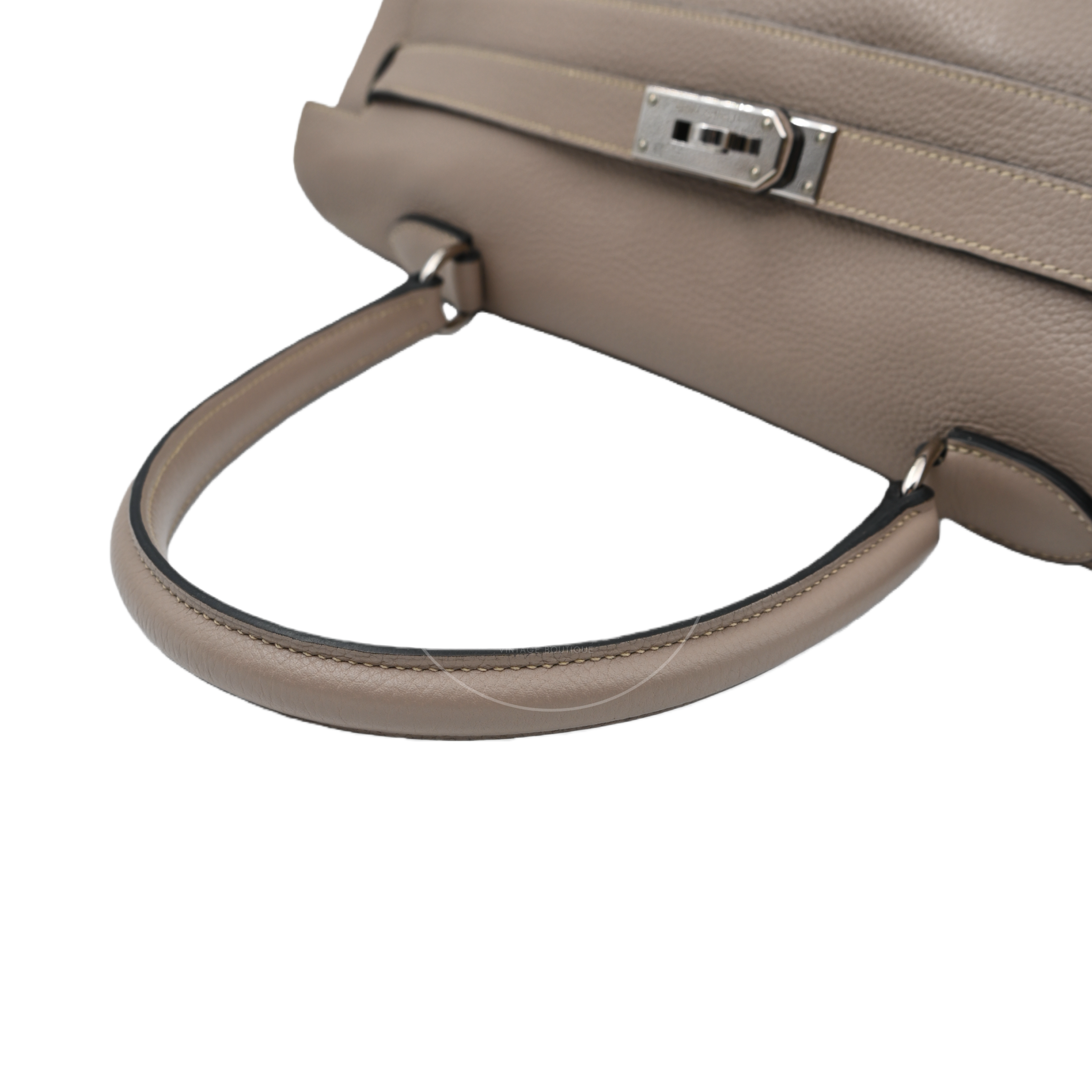 [Pre-owned] Hermes Kelly Shoulder 42 PHW Gris Tourterelle Taurillon Clemence Stamp Square M
