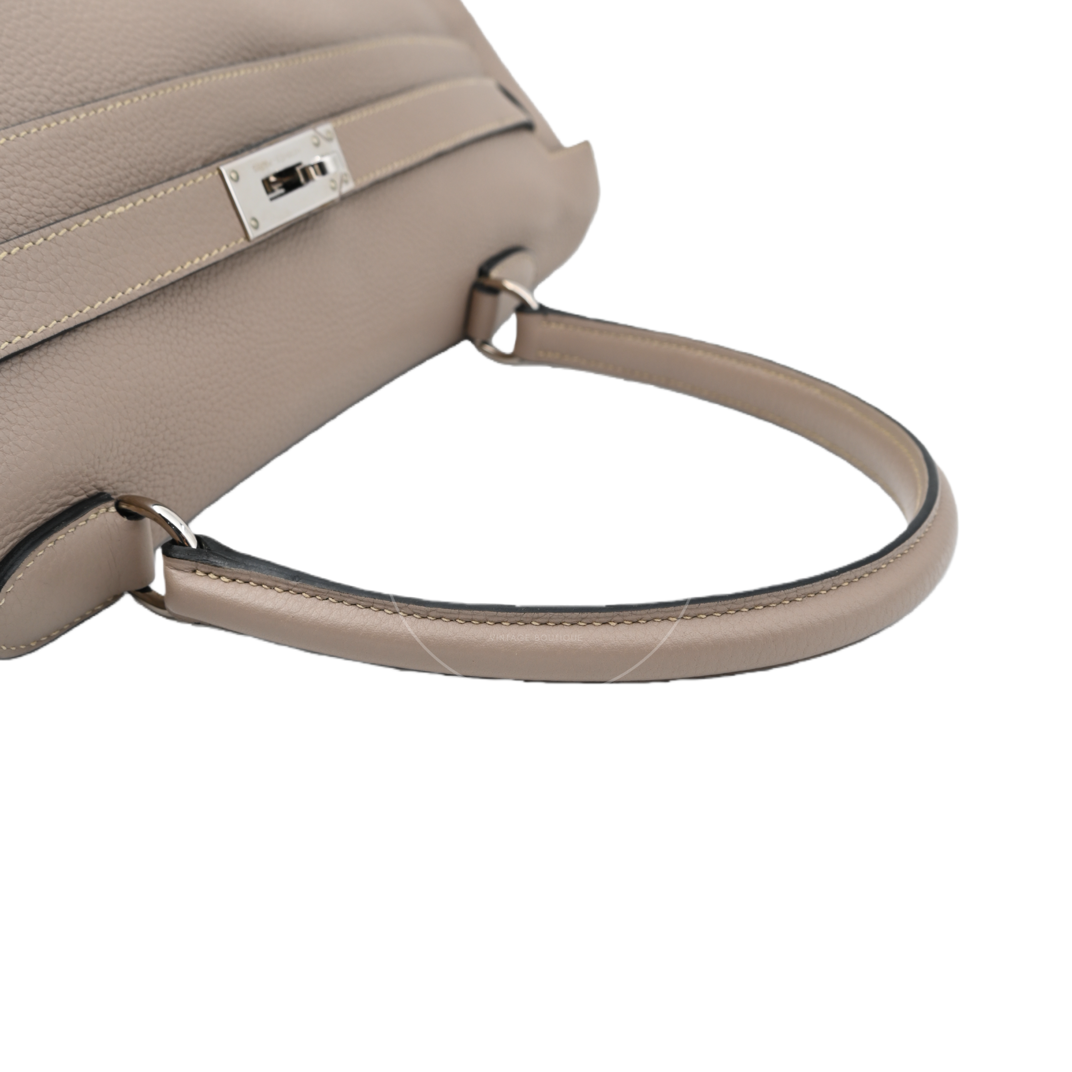 [Pre-owned] Hermes Kelly Shoulder 42 PHW Gris Tourterelle Taurillon Clemence Stamp Square M