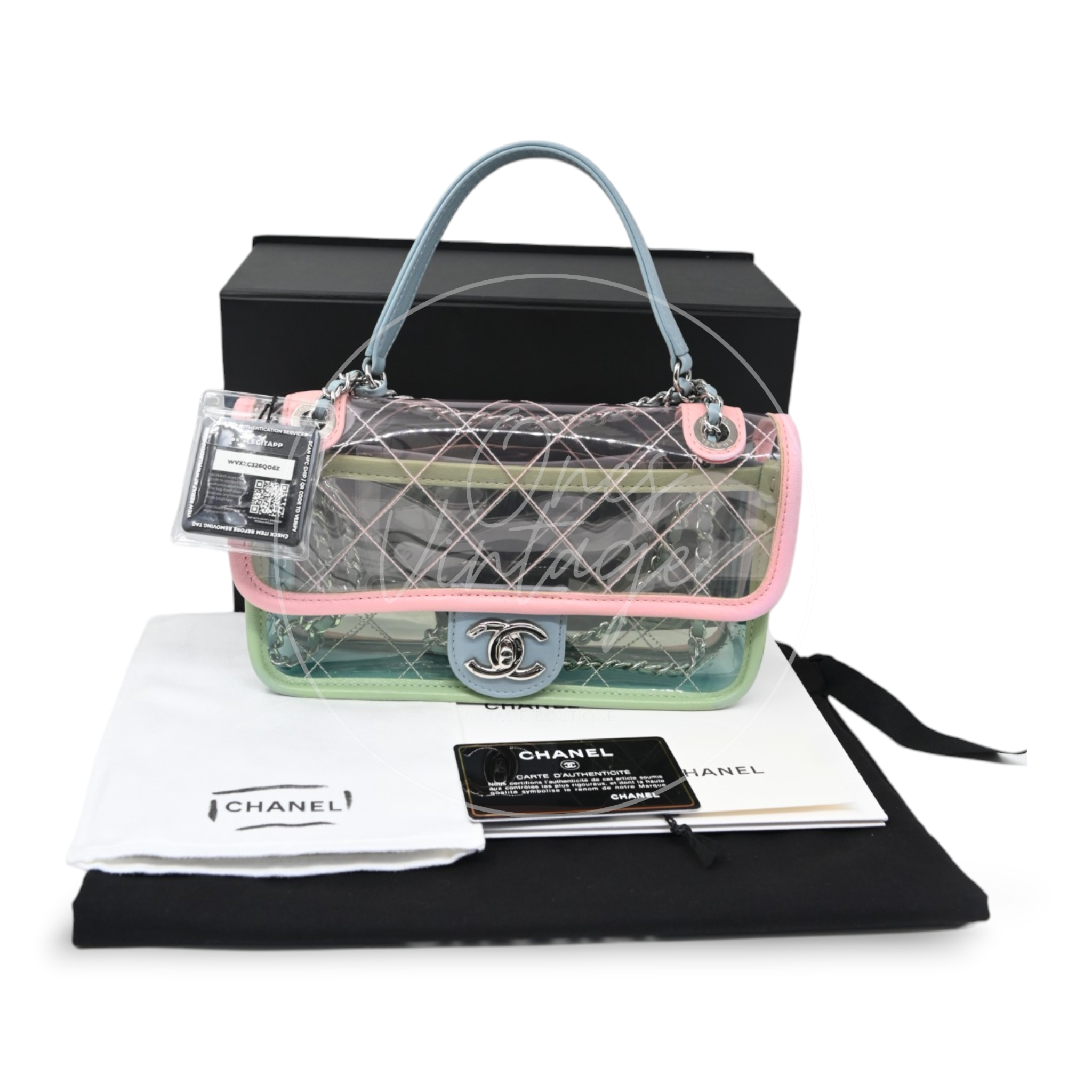 Chanel Coco Splash PVC Flap Bag SHW Blue Pink Green Series 25