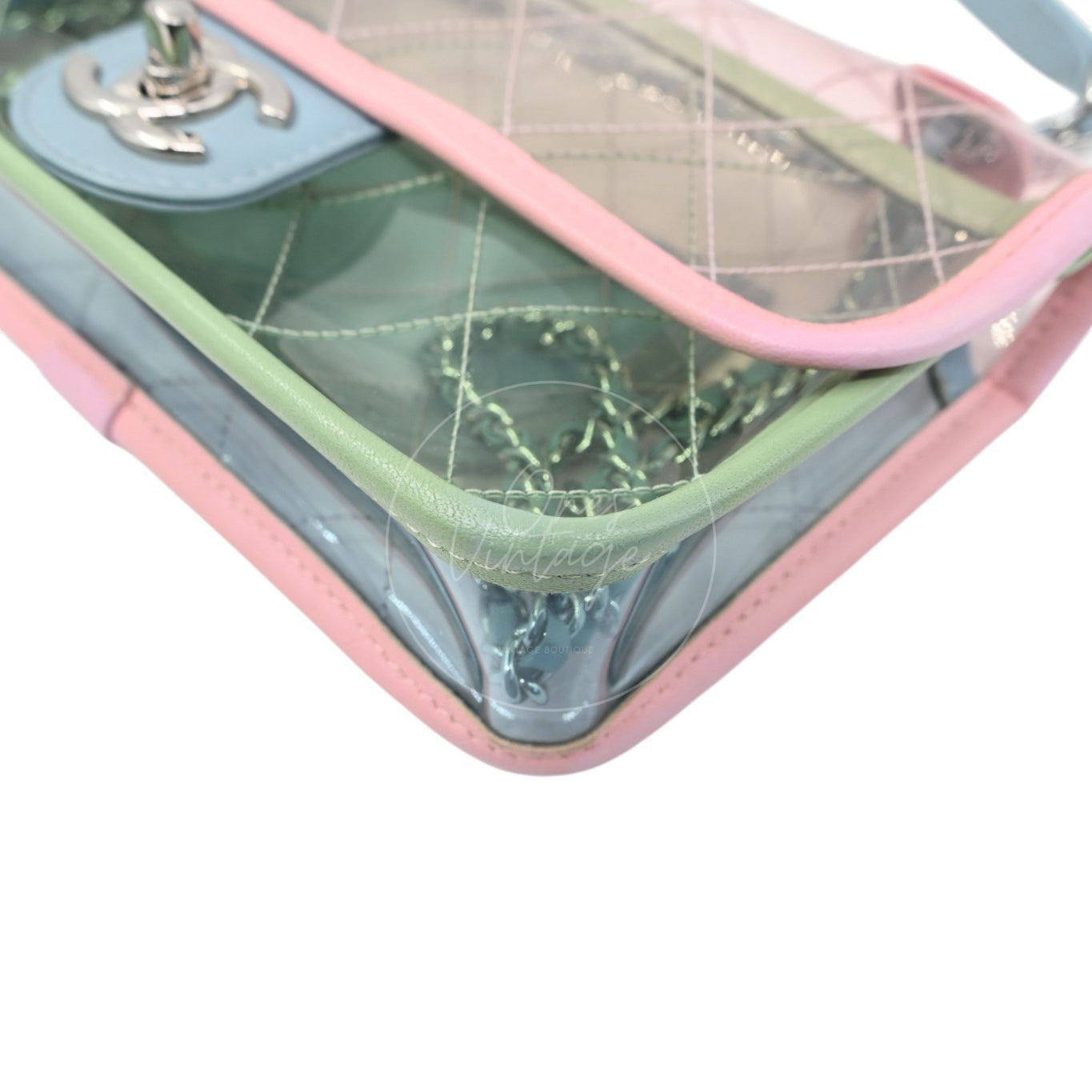 Chanel Coco Splash PVC Flap Bag SHW Blue Pink Green Series 25