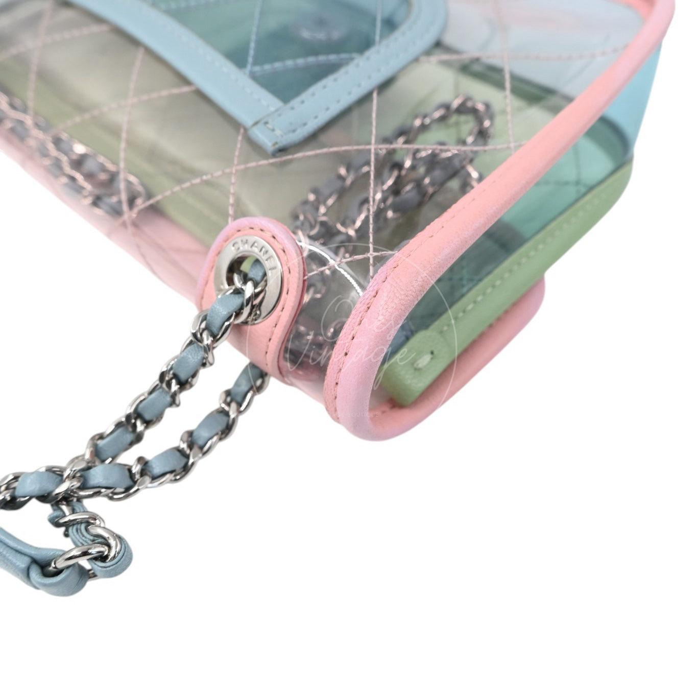 Chanel Coco Splash PVC Flap Bag SHW Blue Pink Green Series 25