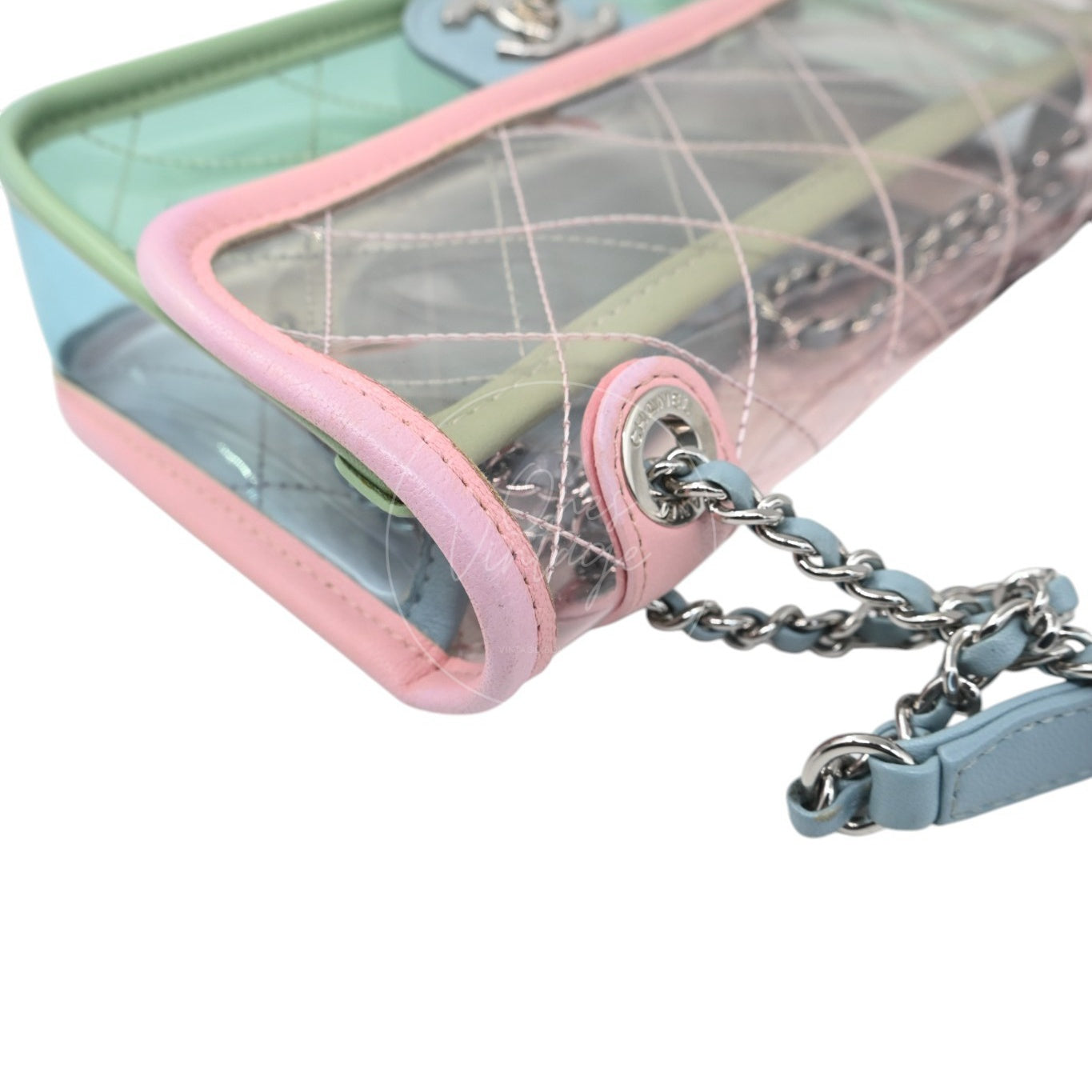 Chanel Coco Splash PVC Flap Bag SHW Blue Pink Green Series 25