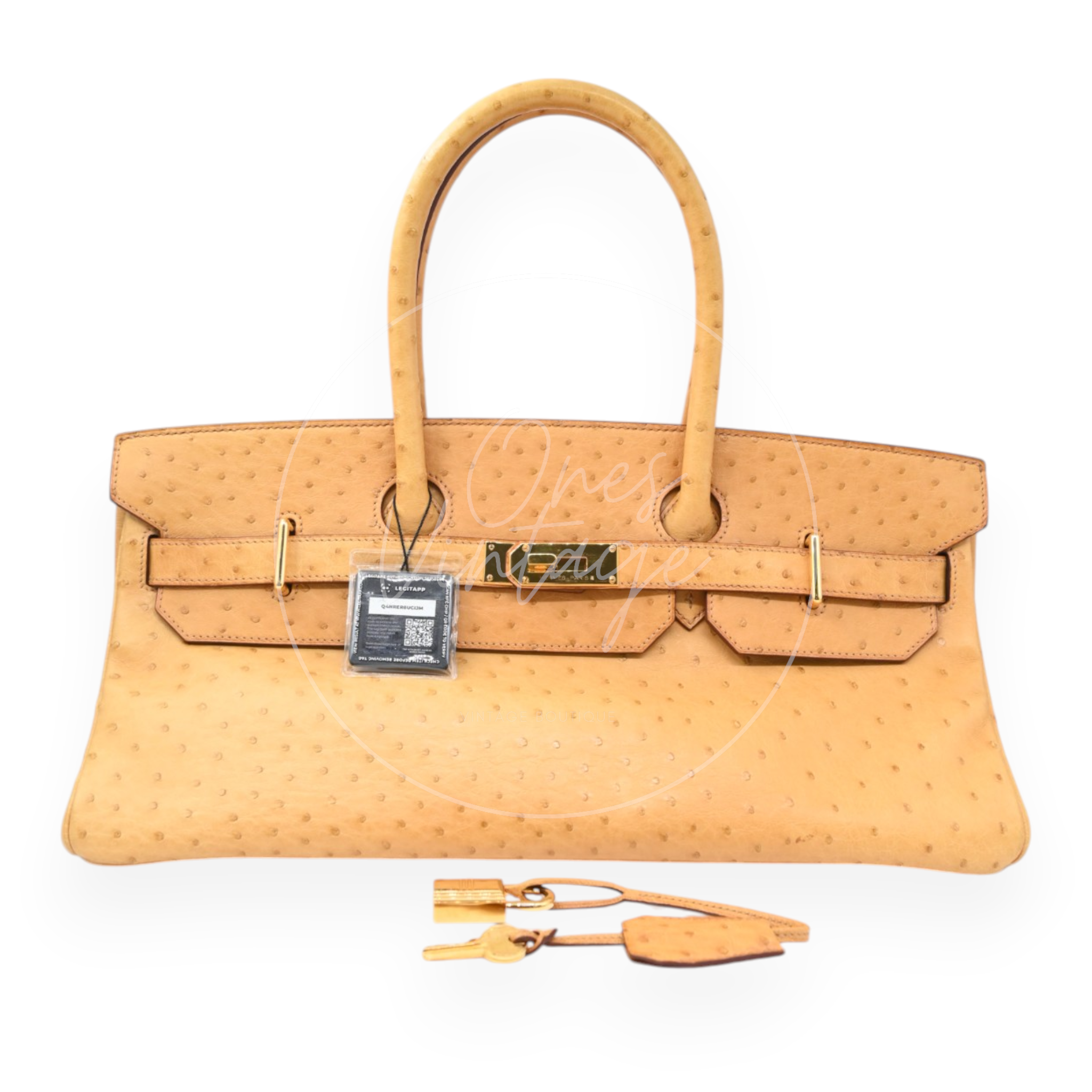 Hermes Birkin Shoulder Ostrich Leather GHW Natural Sable Square O
