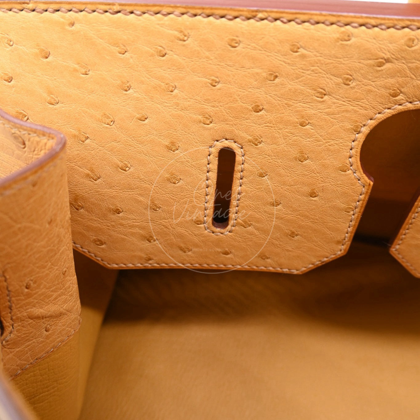 Hermes Birkin Shoulder Ostrich Leather GHW Natural Sable Square O